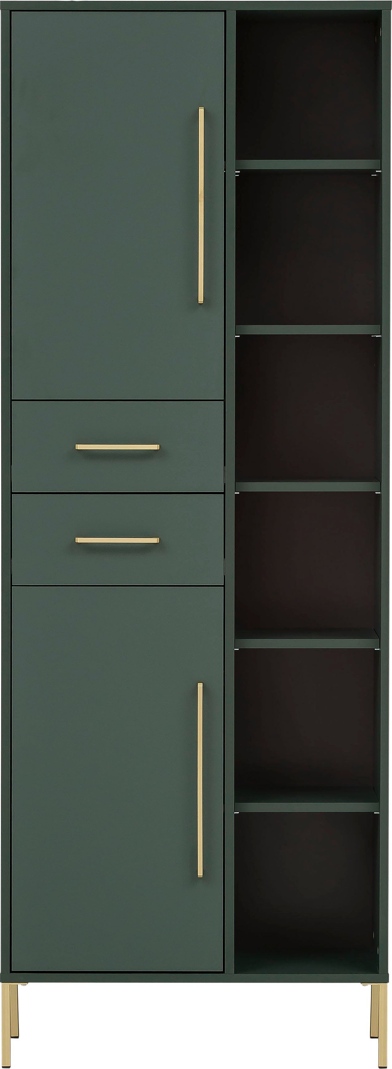 welltime Hochschrank Kent mit goldfarbenen Griffen Breite 67,1 cm, made in Germany