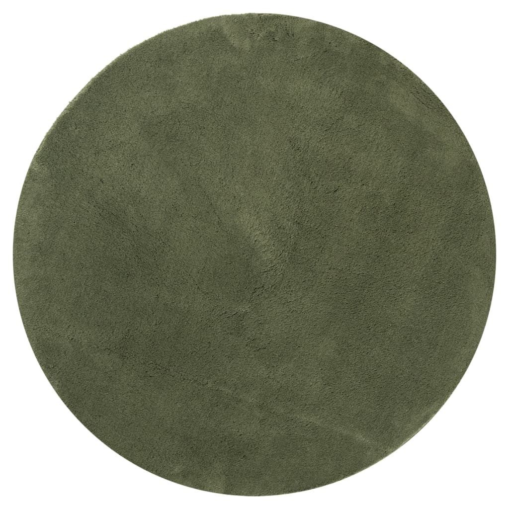 vidaXL Teppich Teppich HUARTE Kurzflor Weich und Waschbar Waldgrün Ø 200 cm, Runde, Höhe: 1.8 mm