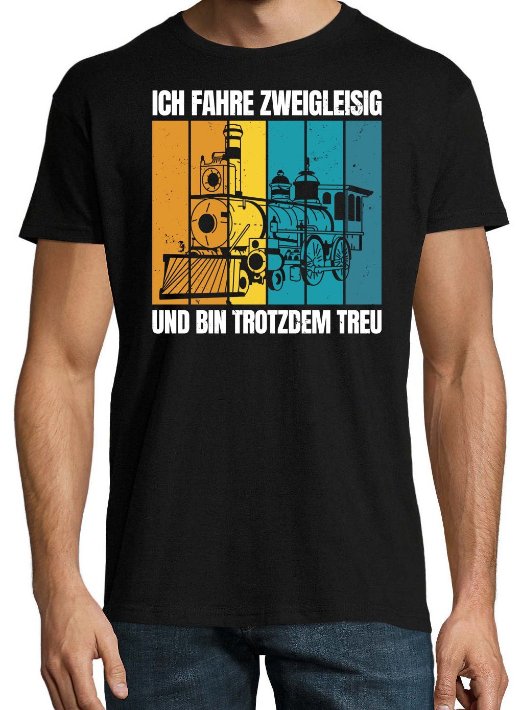Herren Designz Youth Und Schwarz mit Zweigleisig T-Shirt lustigem Shirt Trotzdem Treu Frontprint