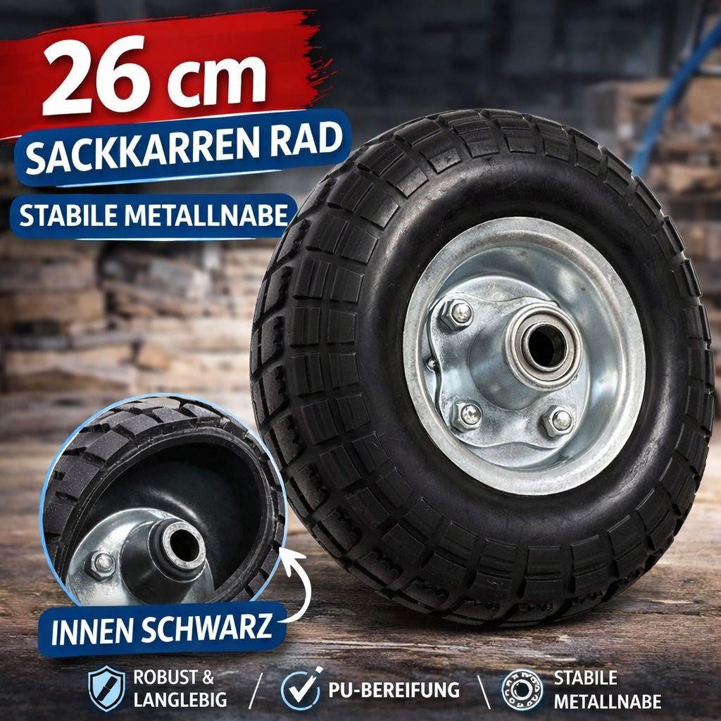 Ersatzrad Sackkarrenrad Reifen PU Vollgummi Sackkarre Kugellager Ø 260 mm 4.10