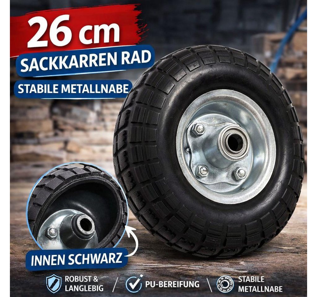 ESTEXO Ersatzrad Sackkarrenrad Reifen PU Vollgummi Sackkarre Kugellager Ø 260 mm 4.10
