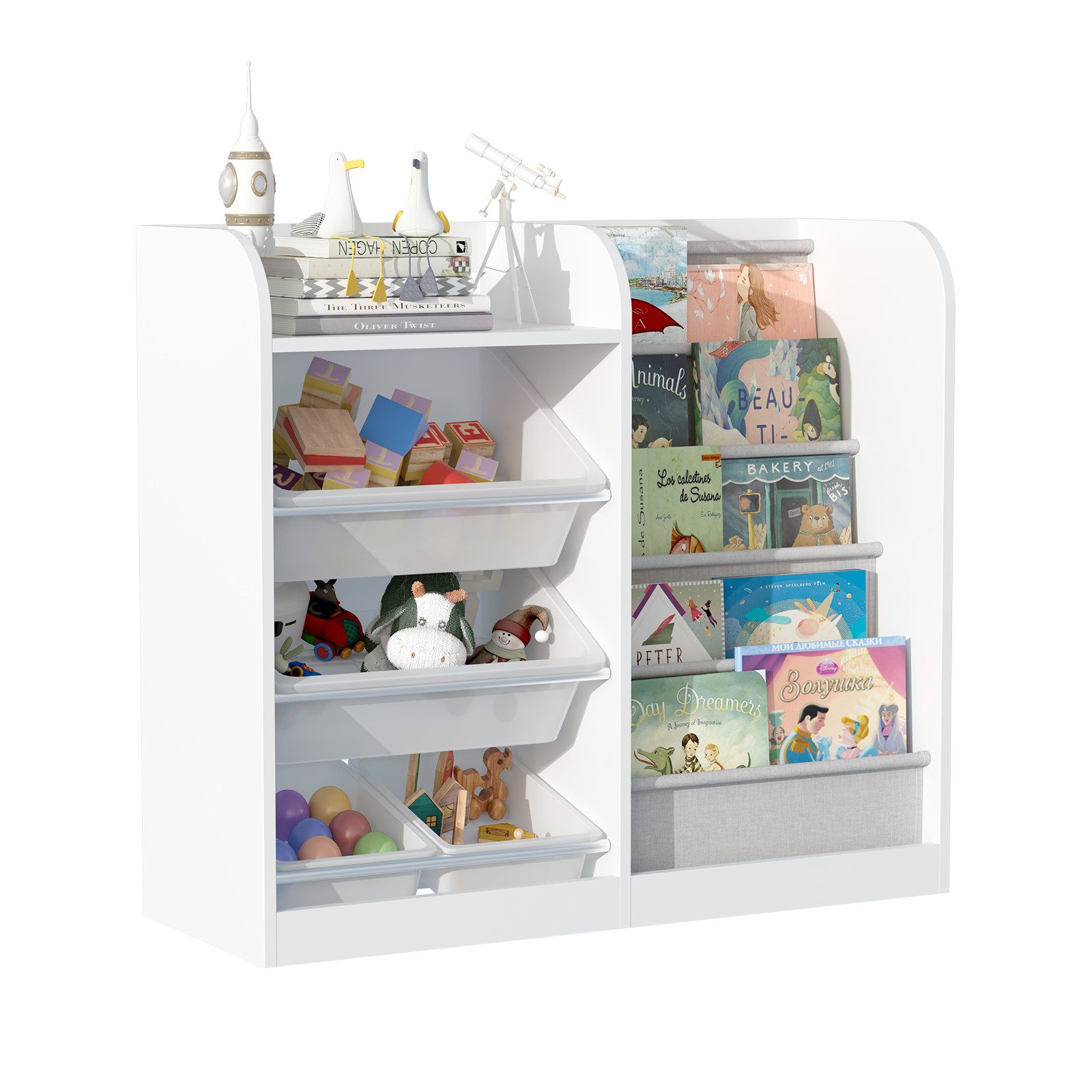 radelldar Kinderregal Bücherregal Kinder, mit 4 Aufbewahrungsbox, 5 Fächer, günstig online kaufen