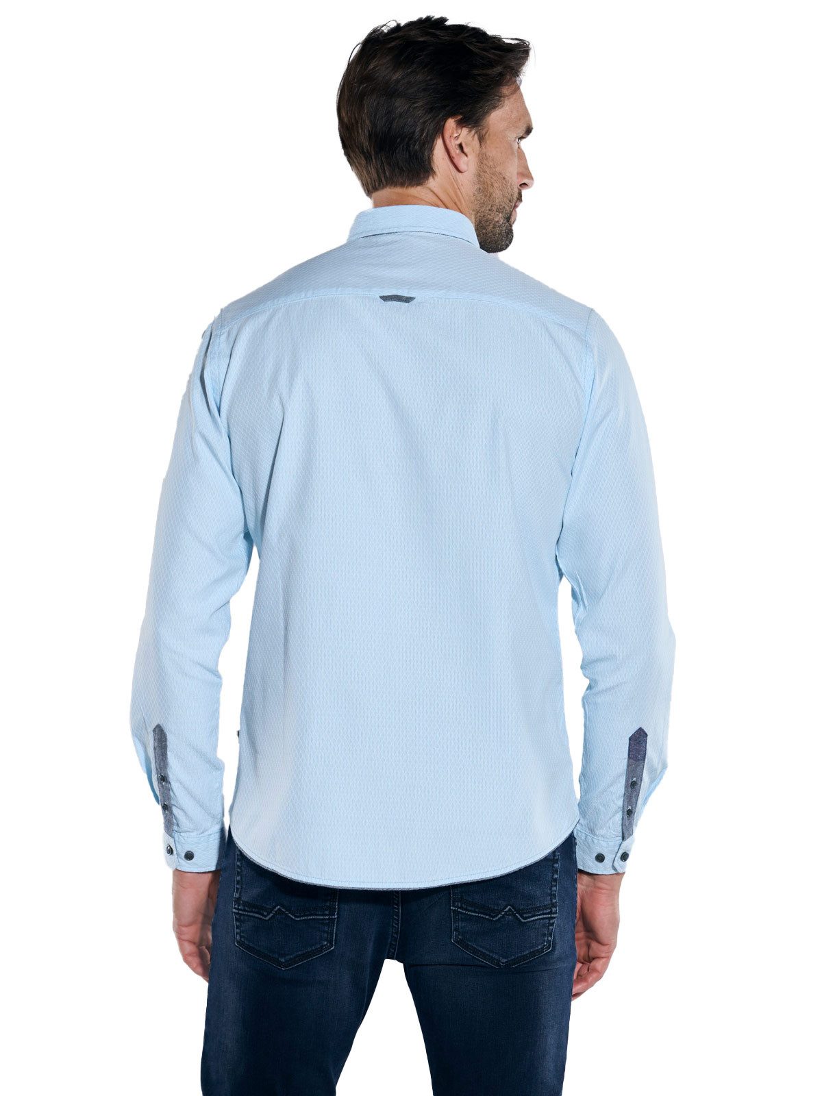 Engbers Langarmhemd Herren Langarm-Hemd gemustert, Hellblau günstig online kaufen