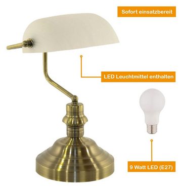 bmf-versand Tischleuchte Tischlampe Wohnzimmer Tischleuchte Schreibtischlampe LED Bankerlampe, mit Schalter, retro, LED wechselbar, Lichtfarbe ist abhängig vom Leuchtmittel, Schlafzimmer, Esszimmer, Küche, Flur, Nachttischlampe, Nachttischleuchte