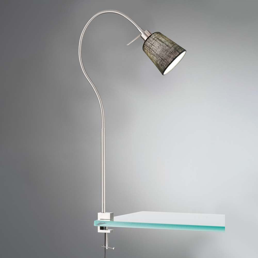 etc-shop LED Tischleuchte, Leuchtmittel nicht inklusive, Tischleuchte Klemmstrahler flexibel Schreibtischleuchte Textil