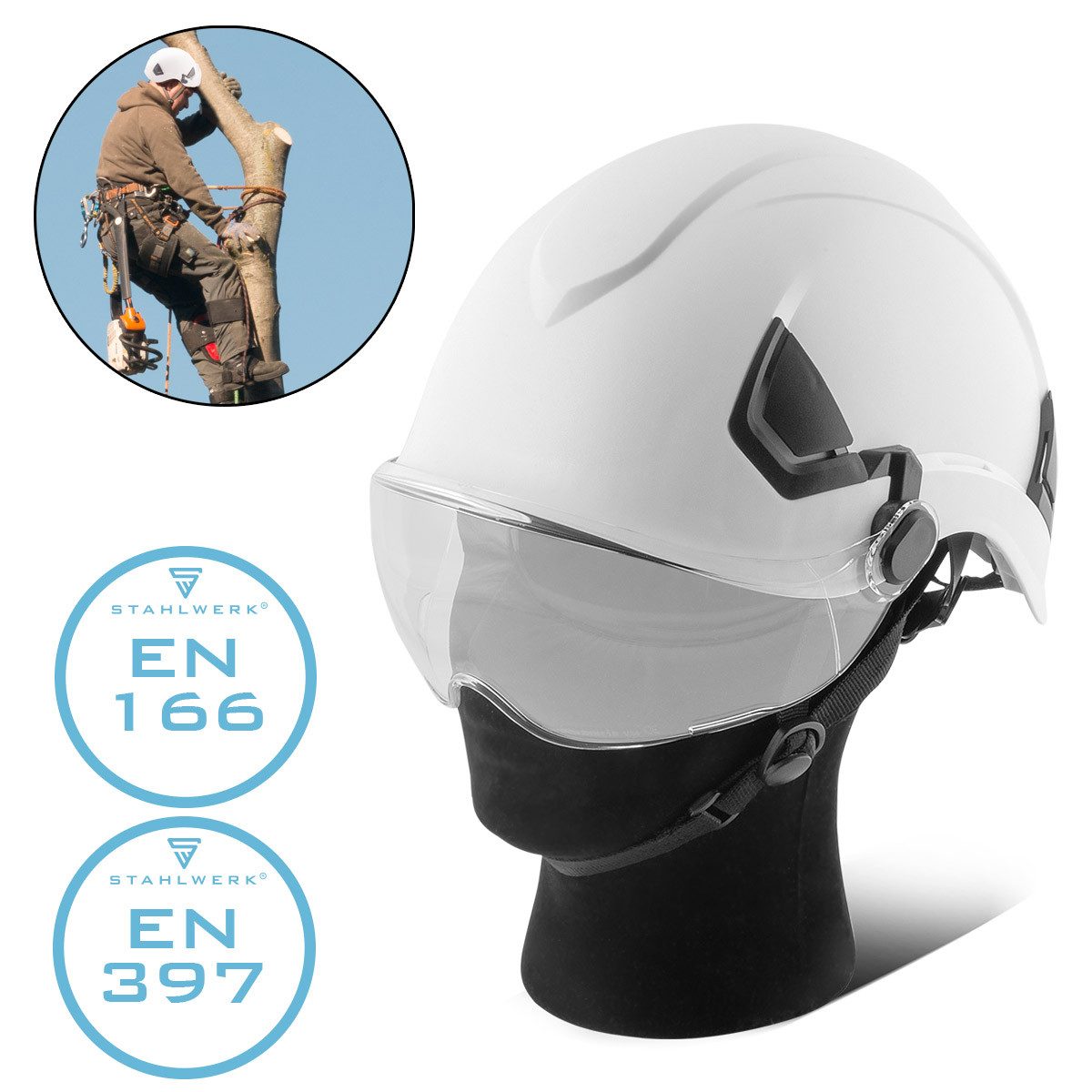 Schutzhelm mit Visier EN397 EN166 Forsthelm Sicherheitshelm Augenschutz PSA