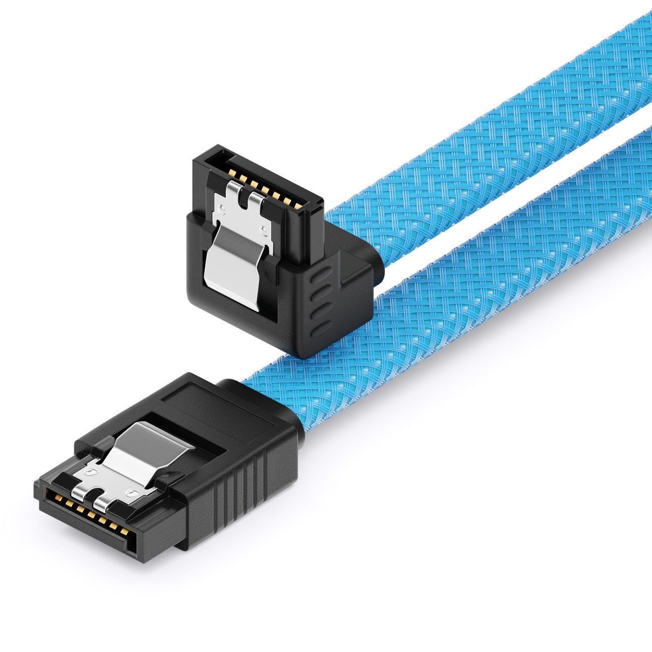 deleyCON deleyCON 30cm SATA 3 Kabel Nylon 6Gbit/s HDD SSD 1 L-Stecker 90° Computer-Kabel