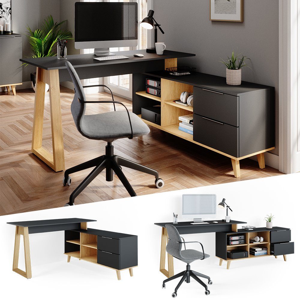 Vicco Schreibtisch Nautica, Anthrazit/Buche, 138 x günstig online kaufen