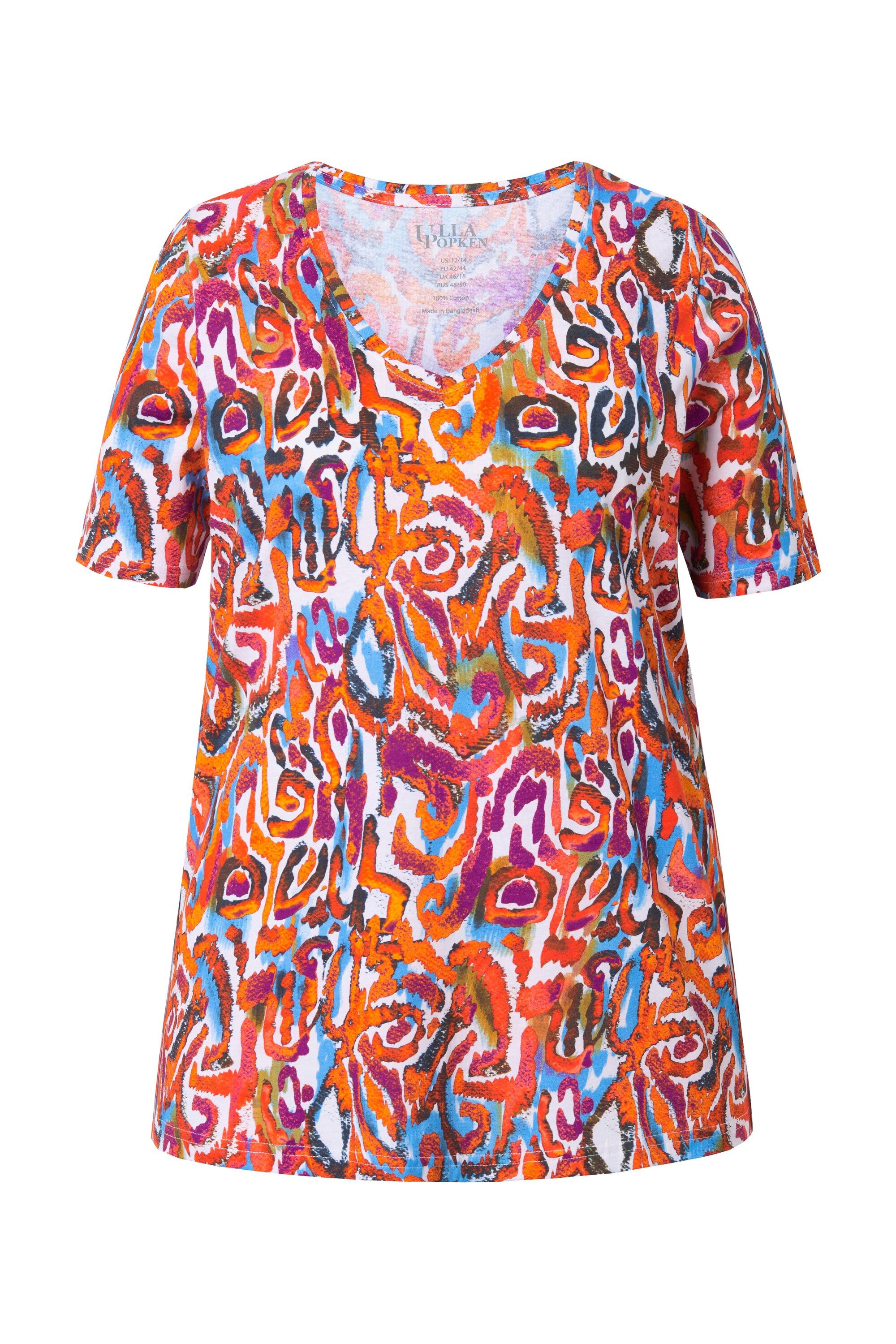 Ulla Popken T-Shirt Longshirt A-Linie V-Ausschnitt Halbarm günstig online kaufen