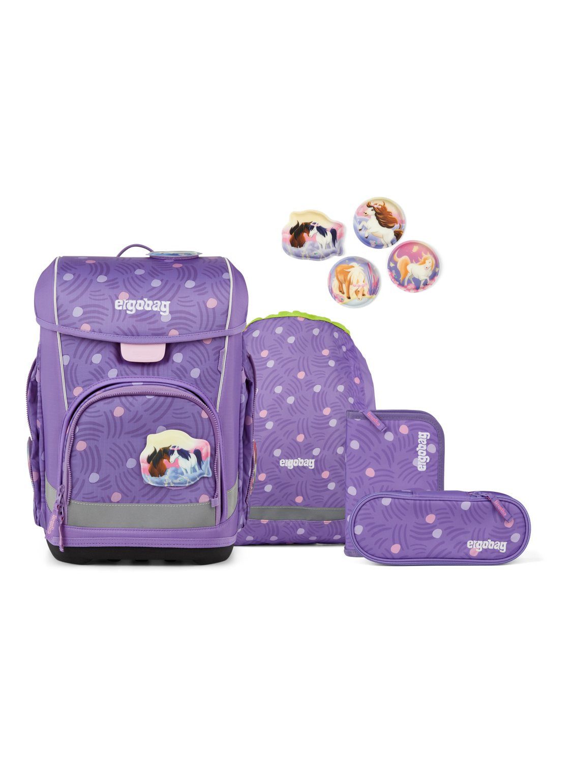 ergobag Schulranzen cubo light Set (5-tlg., 5-teiliges Set), wiegt nur 860g