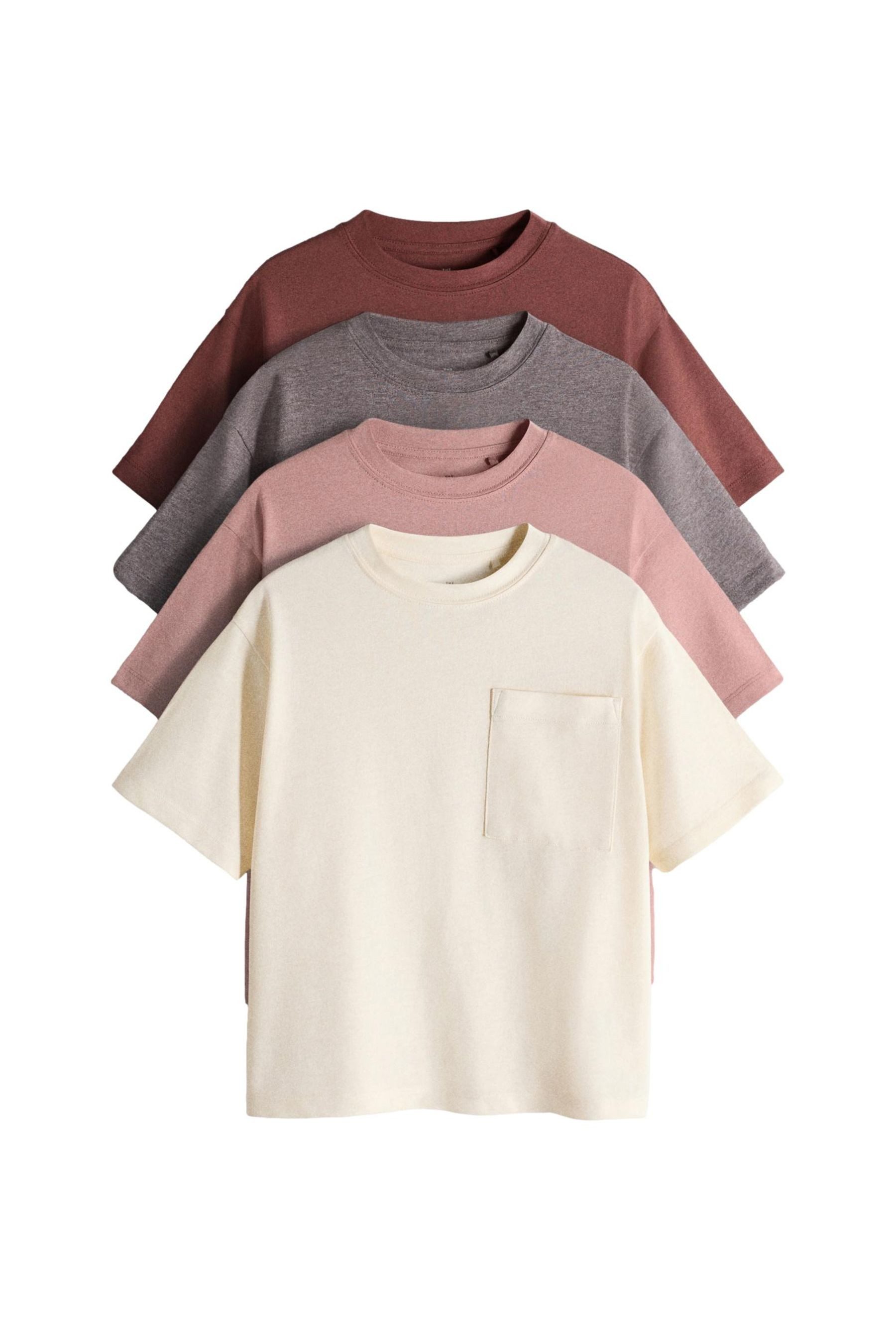 T-Shirt 4 x The Set Oversized Fit T-Shirts mit Tasche