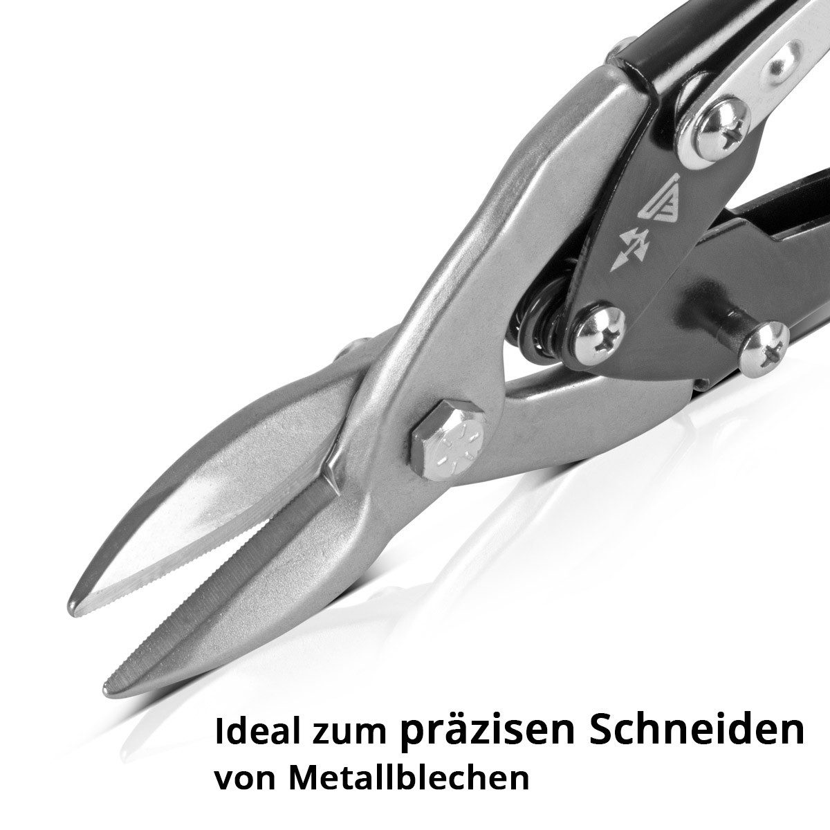 STAHLWERK Blechschere gerader linker rechter Schnitt Metallschere Blechschneider, (Packung, 3-tlg., Set), zum professionellen Schneiden von Metallblechen