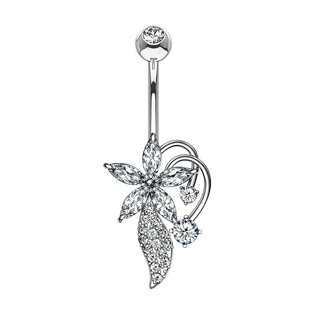 Bauchnabelpiercing Bauchnabelpiercing mit Kristall Blumen