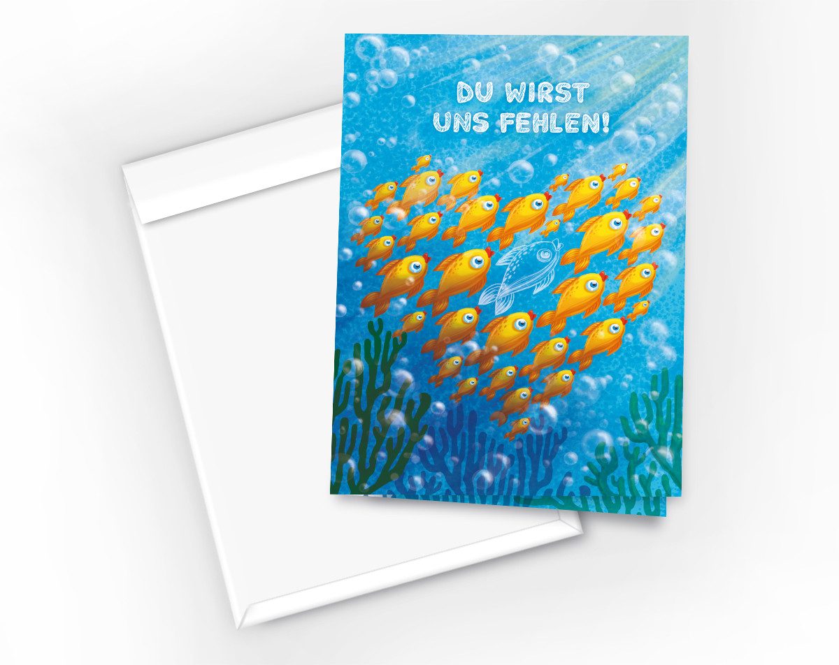 JUNAPACK Abschiedskarte mit Umschlag XXL A4 lustige Klappkarte Jobwechsel Kündigung Kollegen, Witzige A4-Klappkarte mit UV-Lack, viel Platz und passendem Umschlag