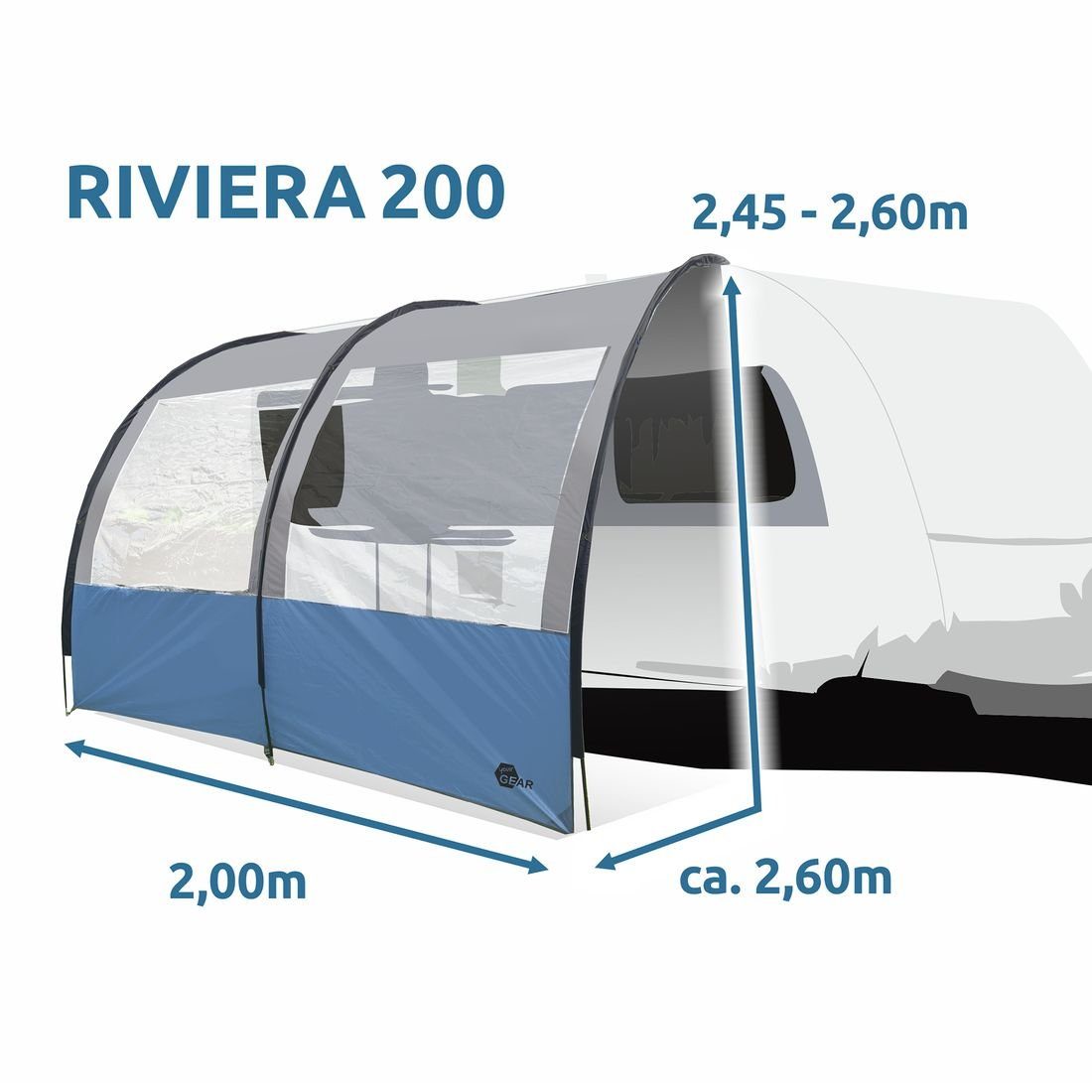 Vorzelt 0 Vorzelt x 2 Riviera 2,6m 200 Wohnmobil Personen: yourGEAR 50+, UV Wohnwagen yourGEAR