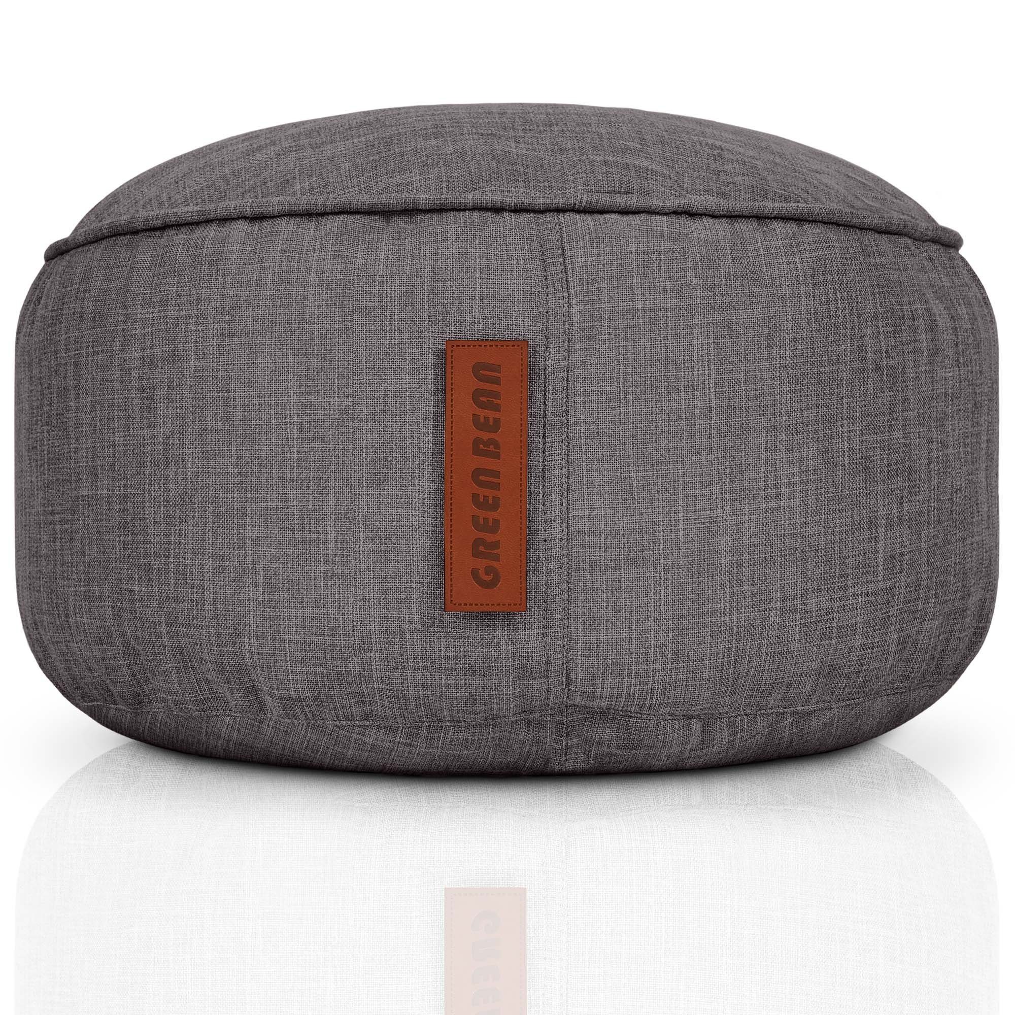 Green Bean Pouf Home-Linen Pouf (Sitzsack-Hocker 25x45cm mit EPS-Perlen Füllung -, Fußhocker Fußkissen Sitz-Pouf für Sitzsäcke), Bodenkissen für Kinder und Erwachsene - Sitzkissen Sitzhocker