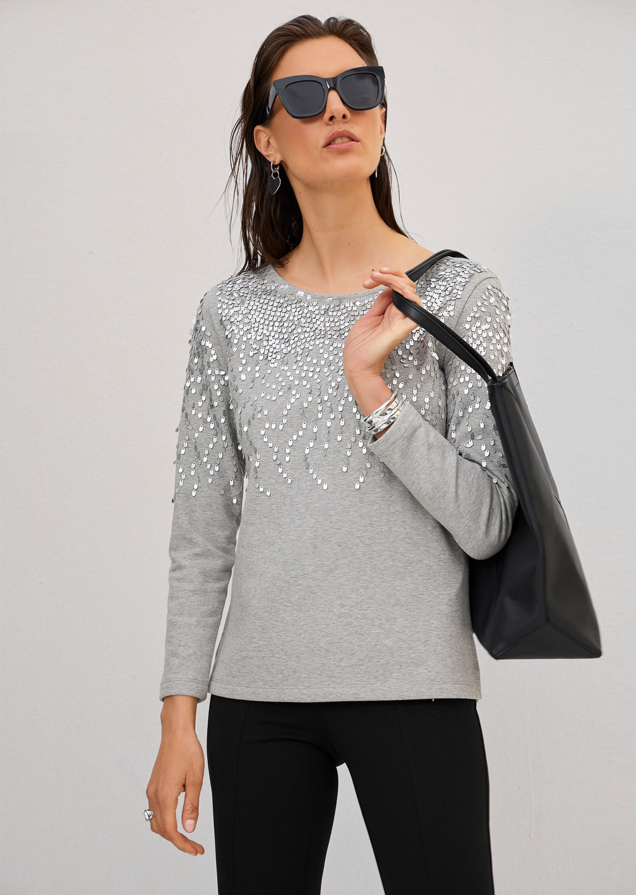 MADELEINE Langarmshirt Sweatshirt mit Glanz-Effekt günstig online kaufen