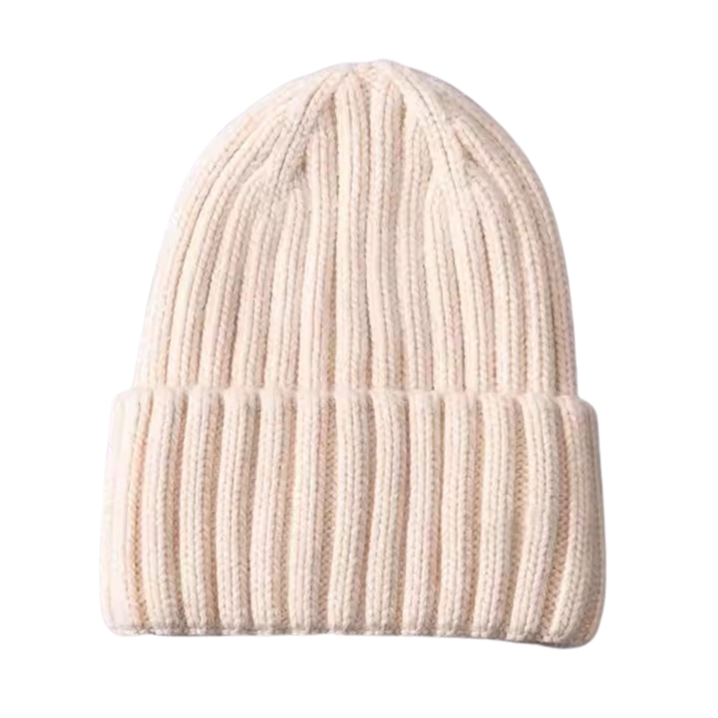 Runde Perlé Beanie warme Wintermütze 100% Merinowolle hellbeige Beanie aus reiner, extrafeiner Merinowolle mit Umschlag
