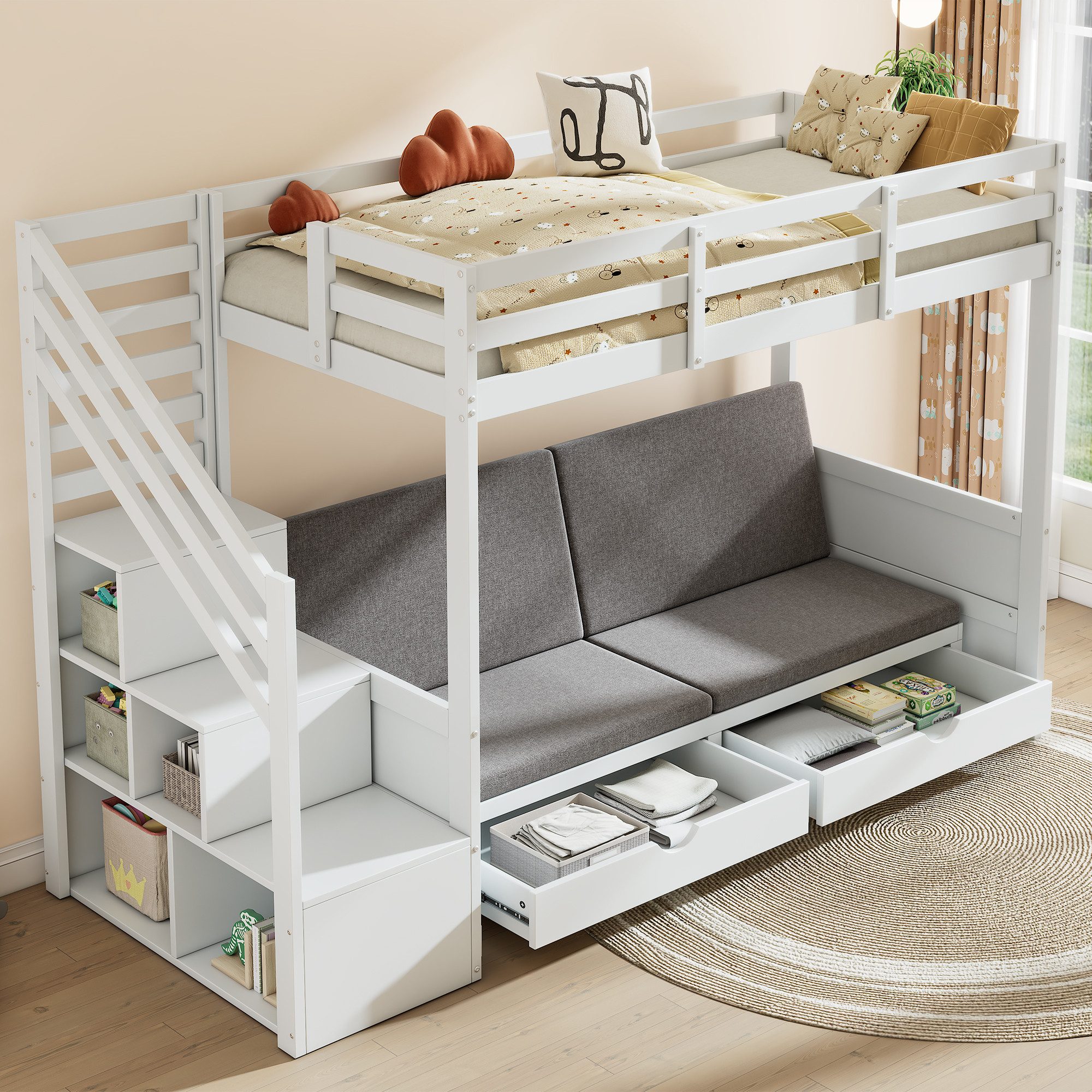 REDOM Hochbett mit Sofa und Stauraum günstig online kaufen