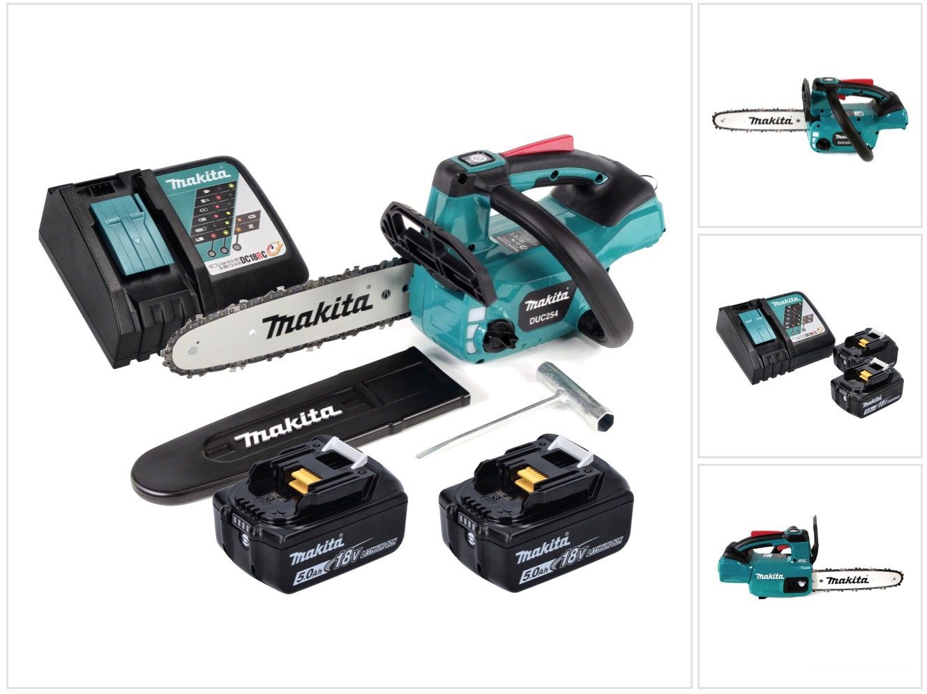 Makita Akku-Kettensäge DUC 254 RT 18 V 25 cm Brushless + 2x Akku 5,0 Ah + Ladegerät