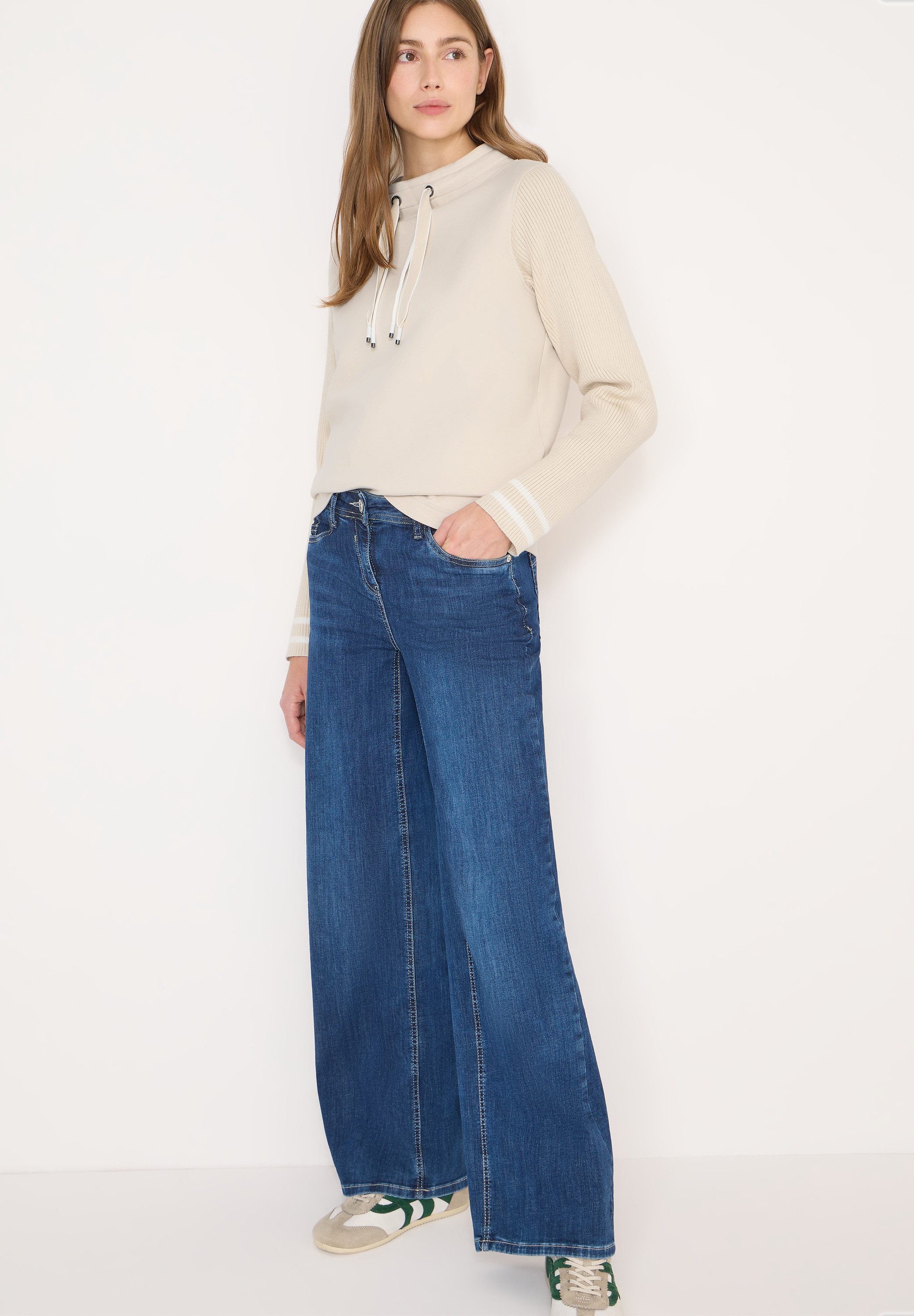 CECIL Sweatshirt mit Strickärmeln und College Details