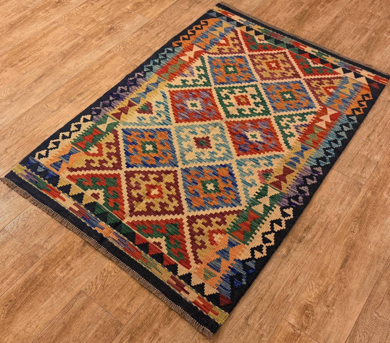 Rug Studios Teppich KELIM ORIGINAL HANDGEARBEITET, Rechteckig, Höhe: 5 mm, Handgewebt, 103 x 152 cm, Multi