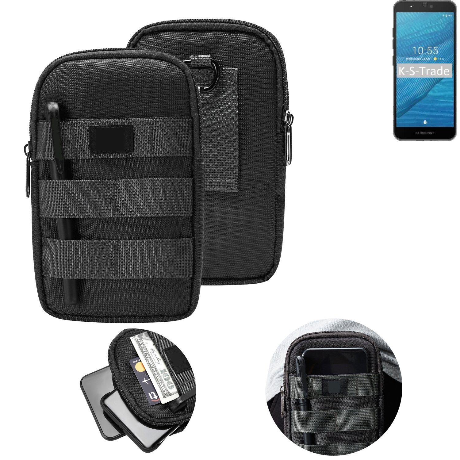K-S-Trade Handyhülle für Fairphone Fairphone 3, Holster Gürtel Tasche 3 Handy Tasche Schutz Hülle dunkel-grau