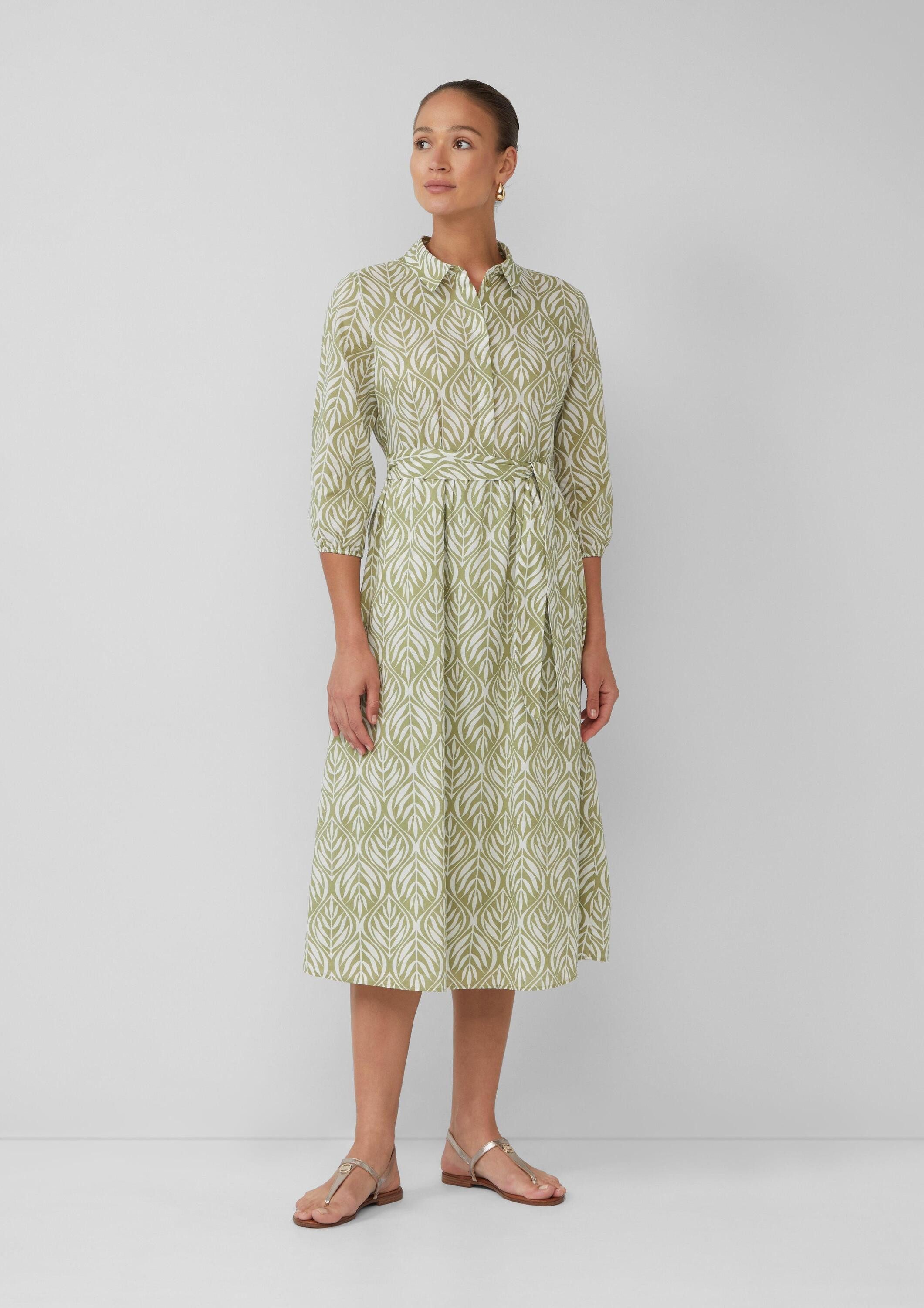 s.Oliver Midikleid Kleid Hemdblusenkleid in Midilänge mit All-over-Print