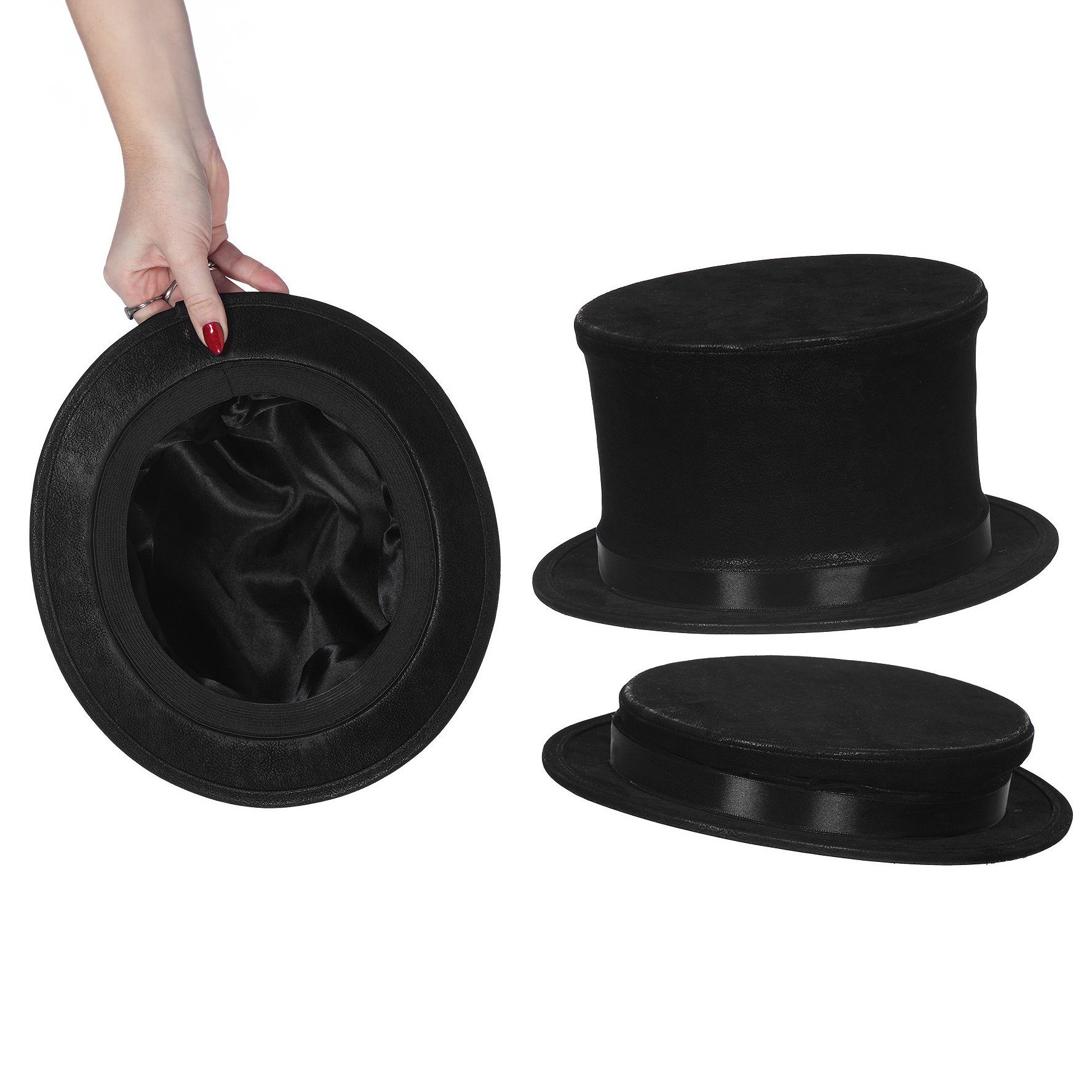 Metamorph Kostüm Schwarzer Klappzylinder - für Fasching Halloween, Elegante günstig online kaufen