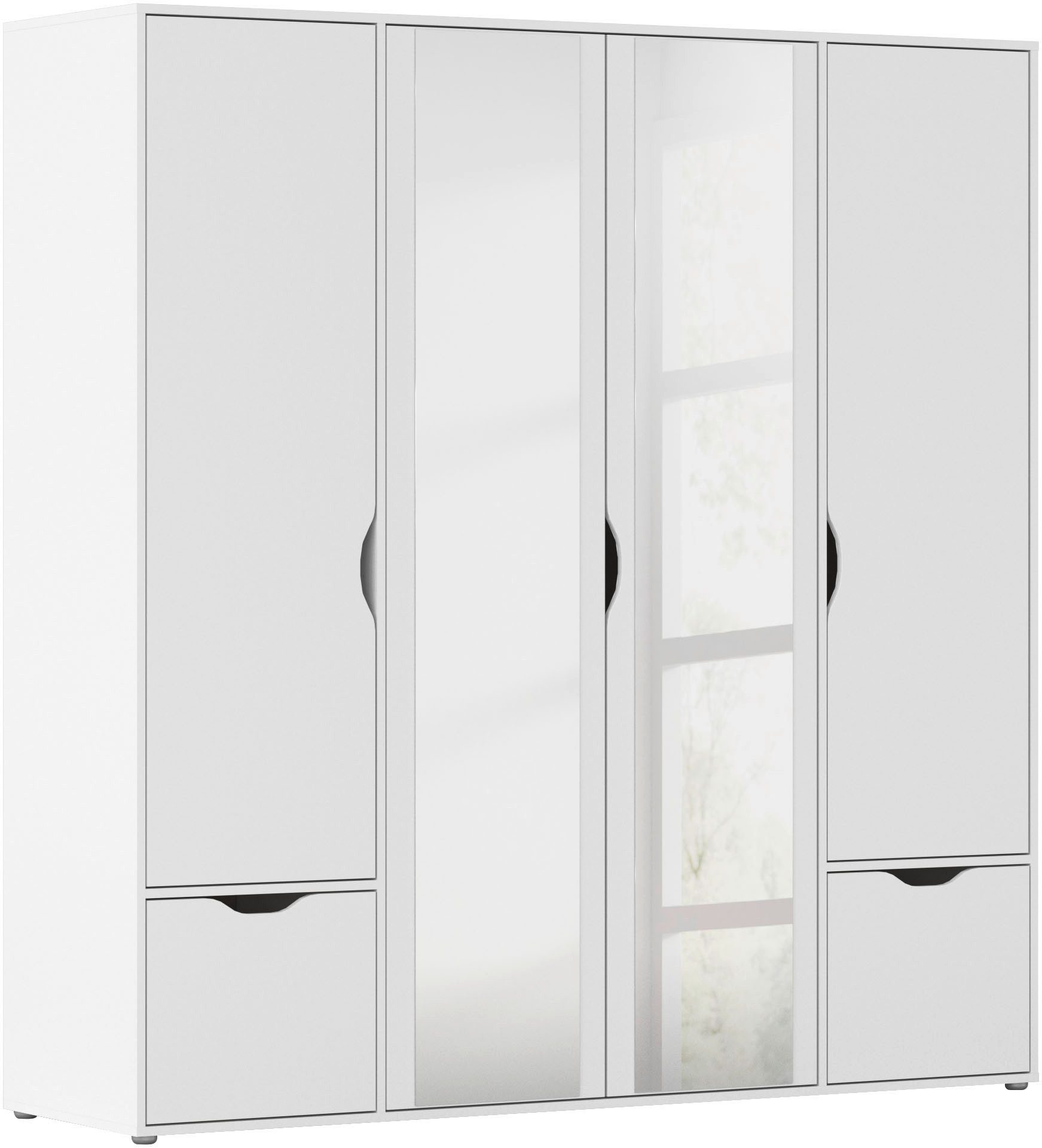 Drehtürenschrank Kleiderschrank Schrank Garderobe Wäscheschrank NARAI mit Schubladen