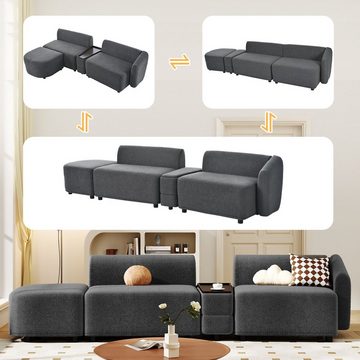 OKWISH Loungesofa mit Schlaffunktion, mit Couchtisch-Aufbewahrung, modernes Design, Polstermöbel