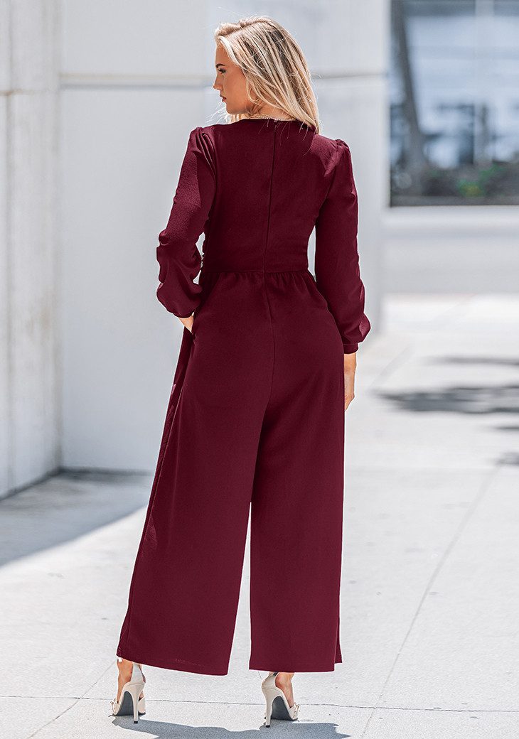 Cupshe Culotte-Overall Eleganter Samt-Jumpsuit in Burgunderrot