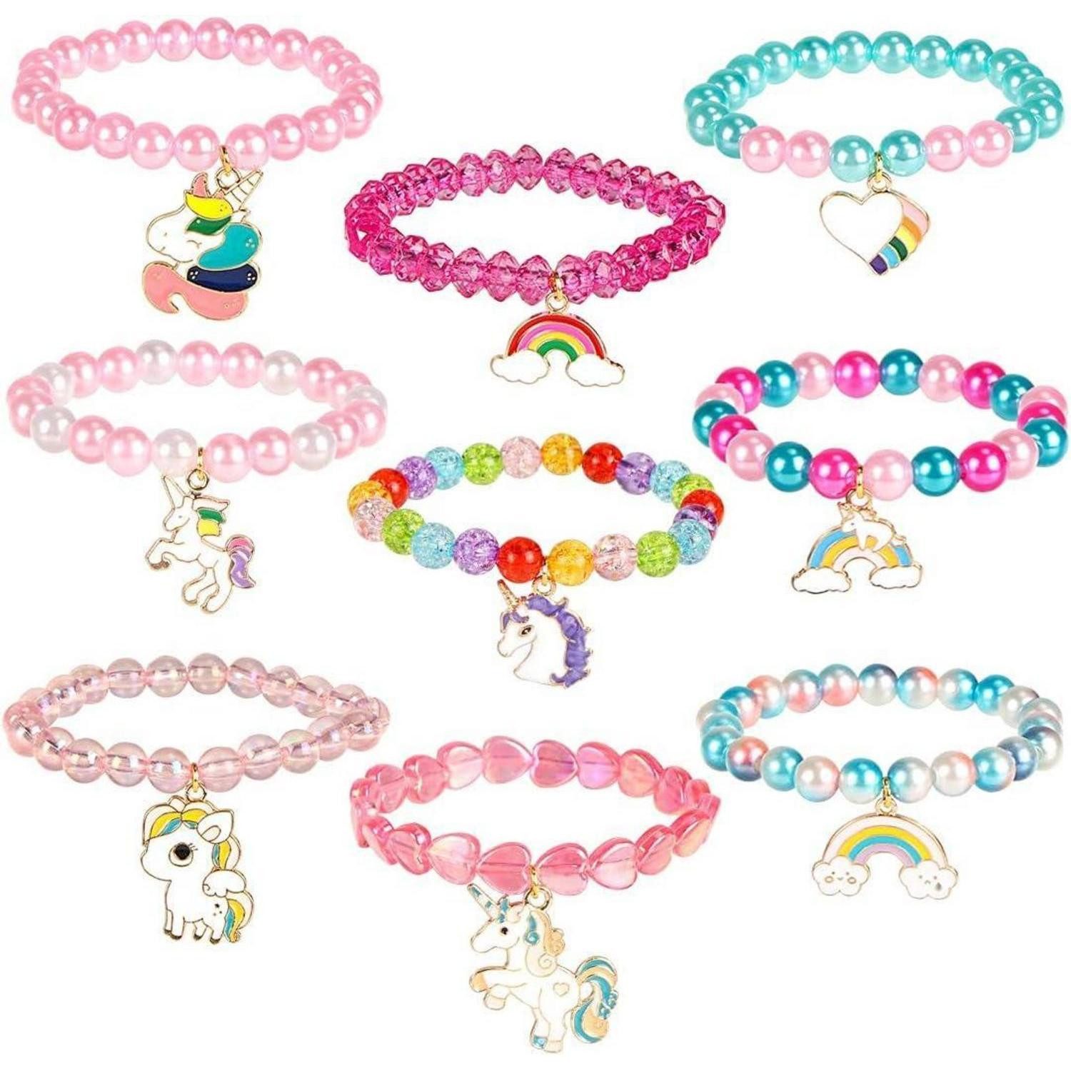 LuxusKollektion Ketten und Armband Set 9 Stück Einhorn Armbänder Mädchen Freundschaftsarmbänder 16cm