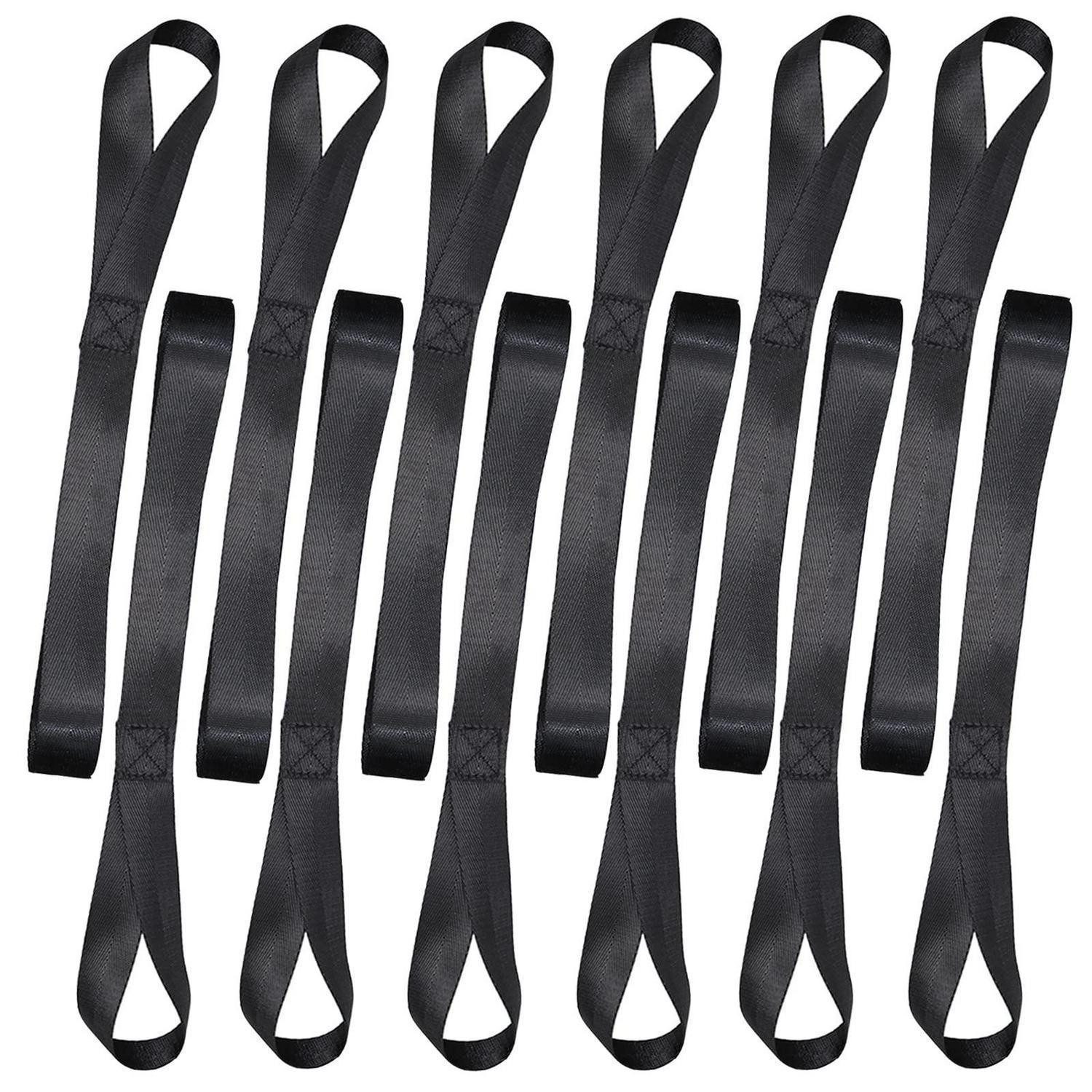 LuxusKollektion Zurrgurt Spanngurt-Schlaufen 46x2,5cm 12 Stk. Nylon Schwarz (12-St)