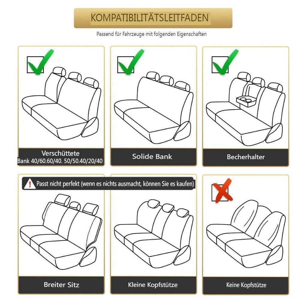 ELUTO Car Seat Cover, Universal Luxury 5 Seat Car Seat Covers Faux Leather Complete Set