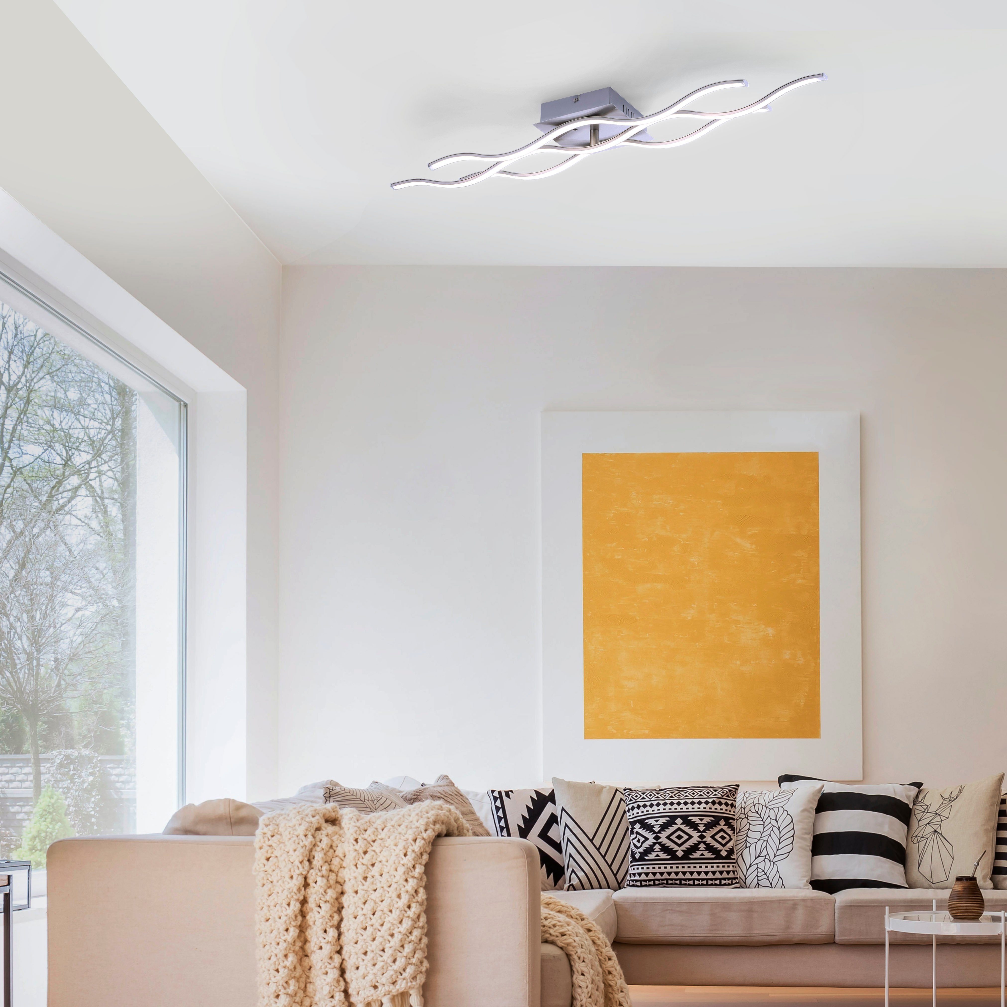 Leuchten Direkt Deckenleuchte Smart Dimmfunktion, fest integriert, warmweiß kaltweiß, vom Netz, Infrarot fähig inkl., Fernbedienung, Trennung nach RGB+tunable white, Ls-WAVE, Smarthome Home, Memory, - LED