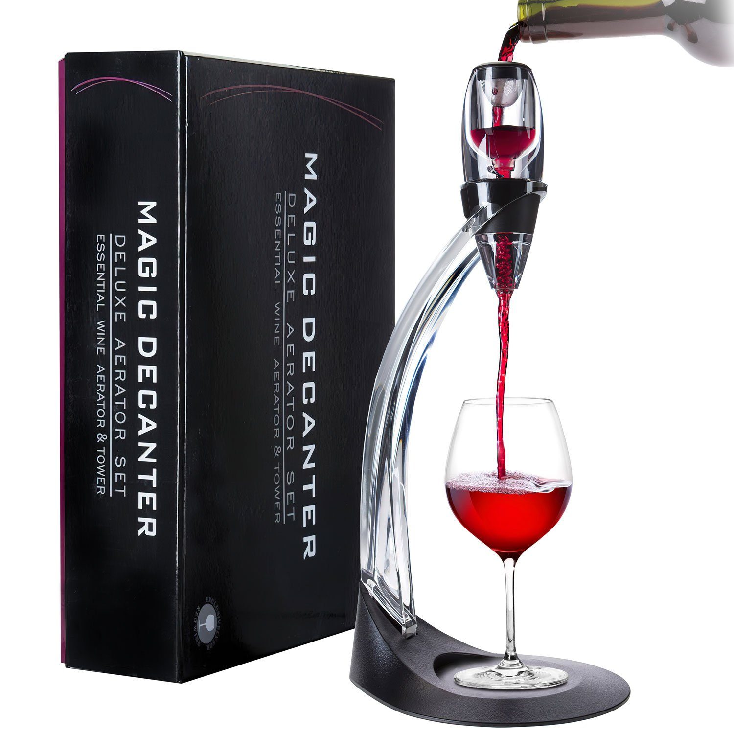 Dimono Dekanter Magic Wein Dekanter – Luxus Weindekanter mit Belüfter & Ausgiesser, (Luxus, Wein-Dekanter), Ausgießer