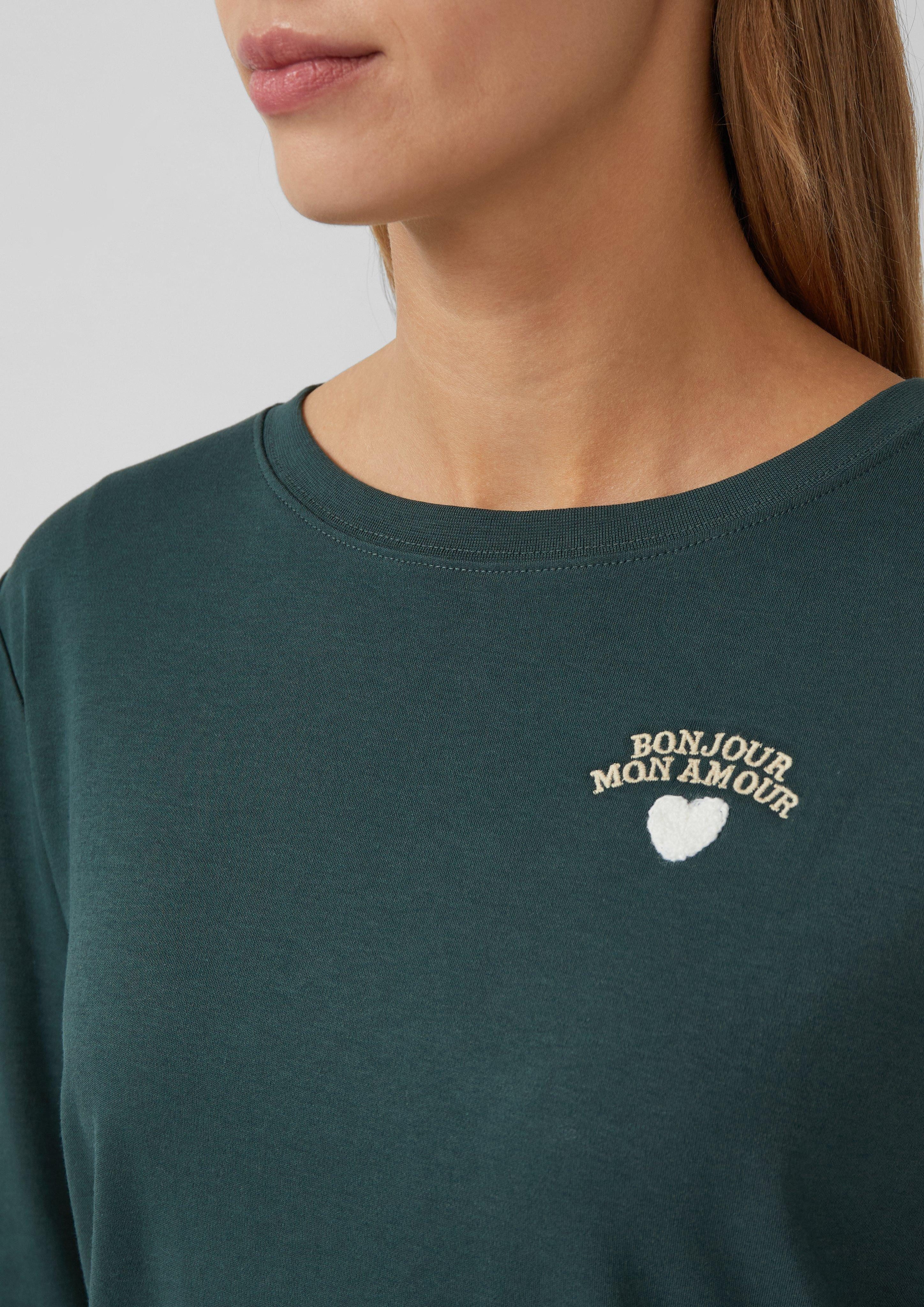 s.Oliver Langarmshirt Verkürztes Longsleeve mit Stickerei-Detail günstig online kaufen