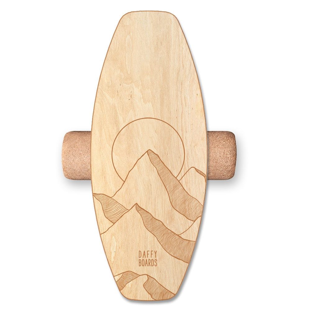 Daffy Boards Balanceboard Allrounder Set mit Korkrolle - Design: Sundowner