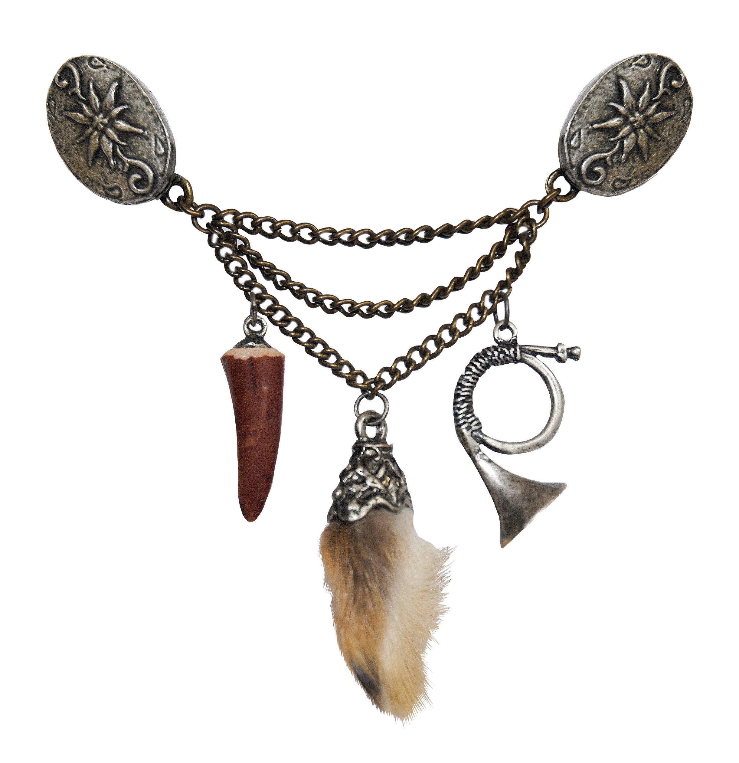 Moschen-Bayern Krawatte Kragenspange Trachtenkrawatte Herren Kragenschmuck Trachtenspange Metall 100% Messing - Farbe Altsilber