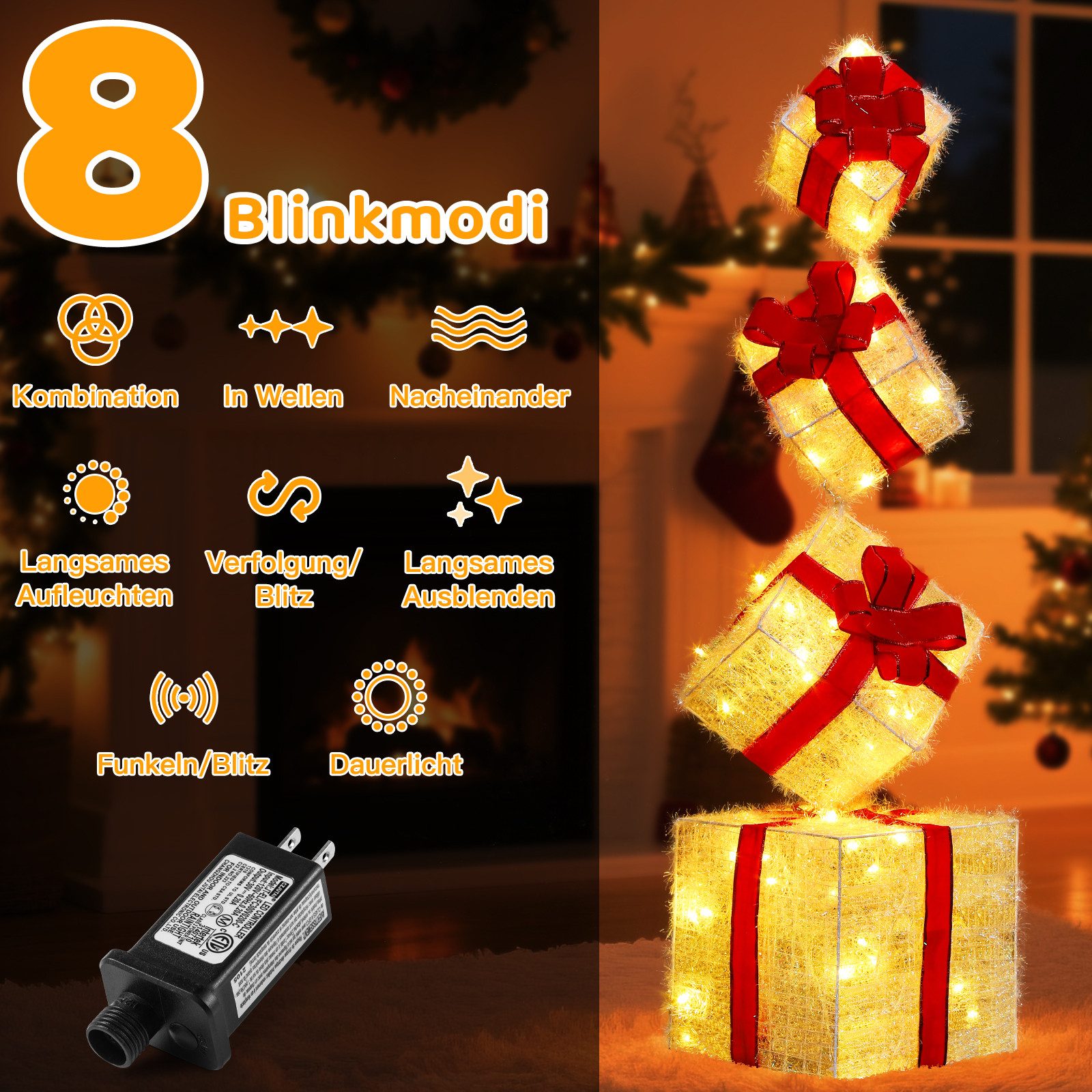 Elegear Weihnachtsfigur 4er Set LED Geschenkbox Weihnachten, Weihnachtsdeko günstig online kaufen