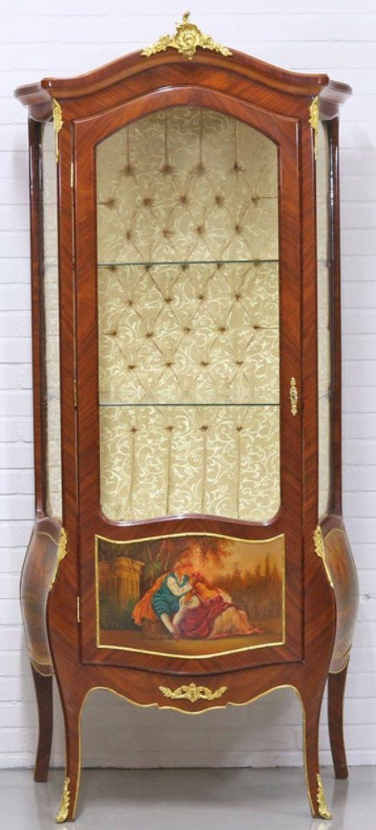 Casa Padrino Vitrine Barock Vitrinenschrank Mahagonibraun / Gold 72 x 45 x H. 184 cm - Barockstil Wohnzimmer Vitrine