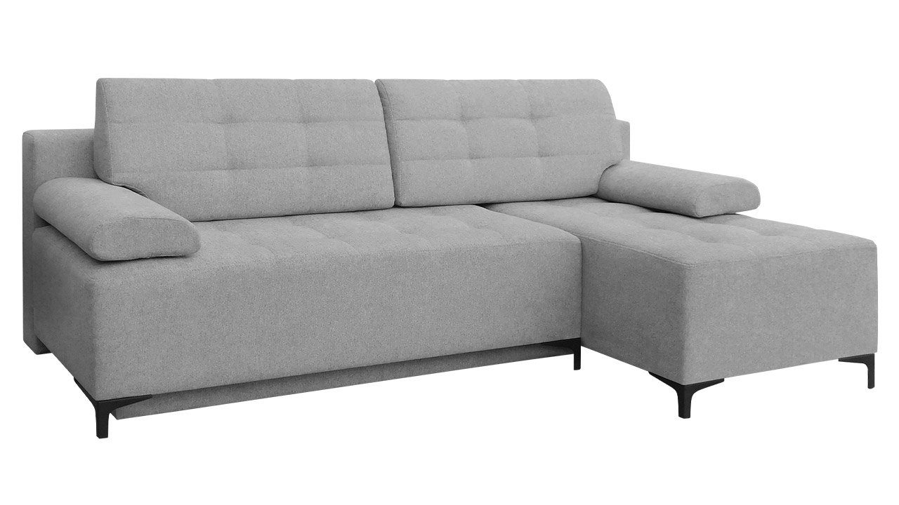 MIRJAN24 Ecksofa Fabio, mit Bettkasten und Schlaffunktion, Füße aus Metall, Kissen mit Reißverschluss