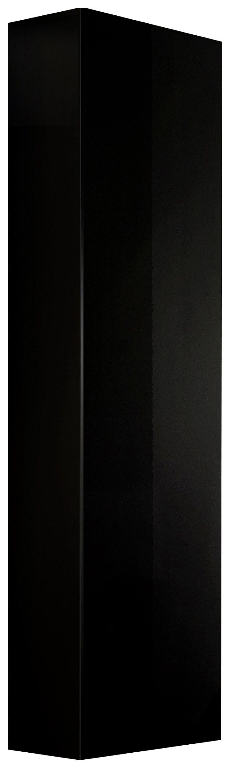 Stylefy Stauraumschrank FLI T40 rechts 170x40x29 cm (Wandregal, Wandschrank, Wohnmöbel) mit 3 Einlegeböden, mit Push-to-Open, Hochglanzfront, Design Modern, variabel hängbar, aus Holzwerkstoff Schwarz Matt / Schwarz Hochglanz