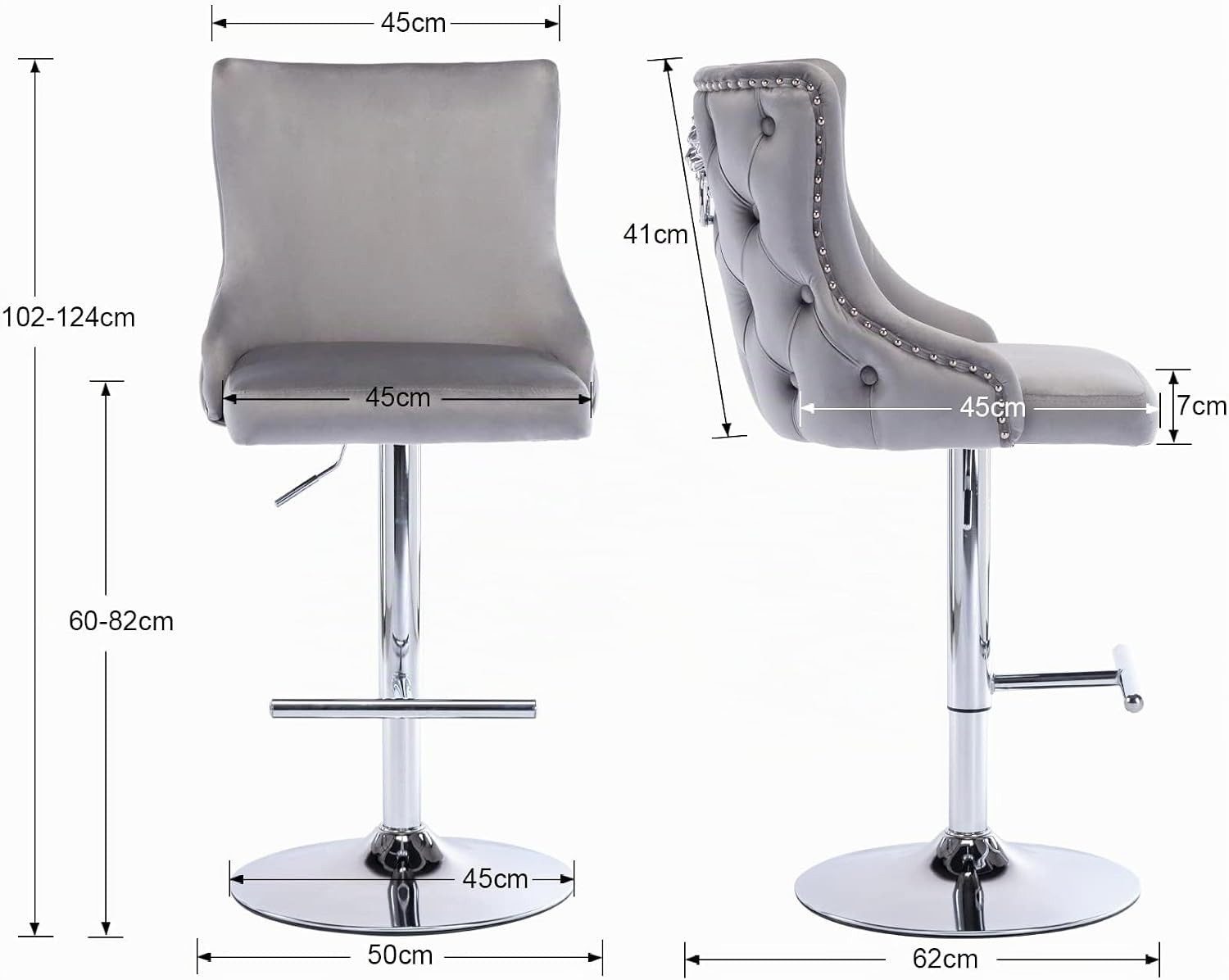 CHAIRUS Barhocker höhenverstellbarer Thekenhocker mit Löwenkopf-Dekor für Küche & Bar (2 St), 2er Set drehbarer Barstühle mit Samtbezug und Lehne