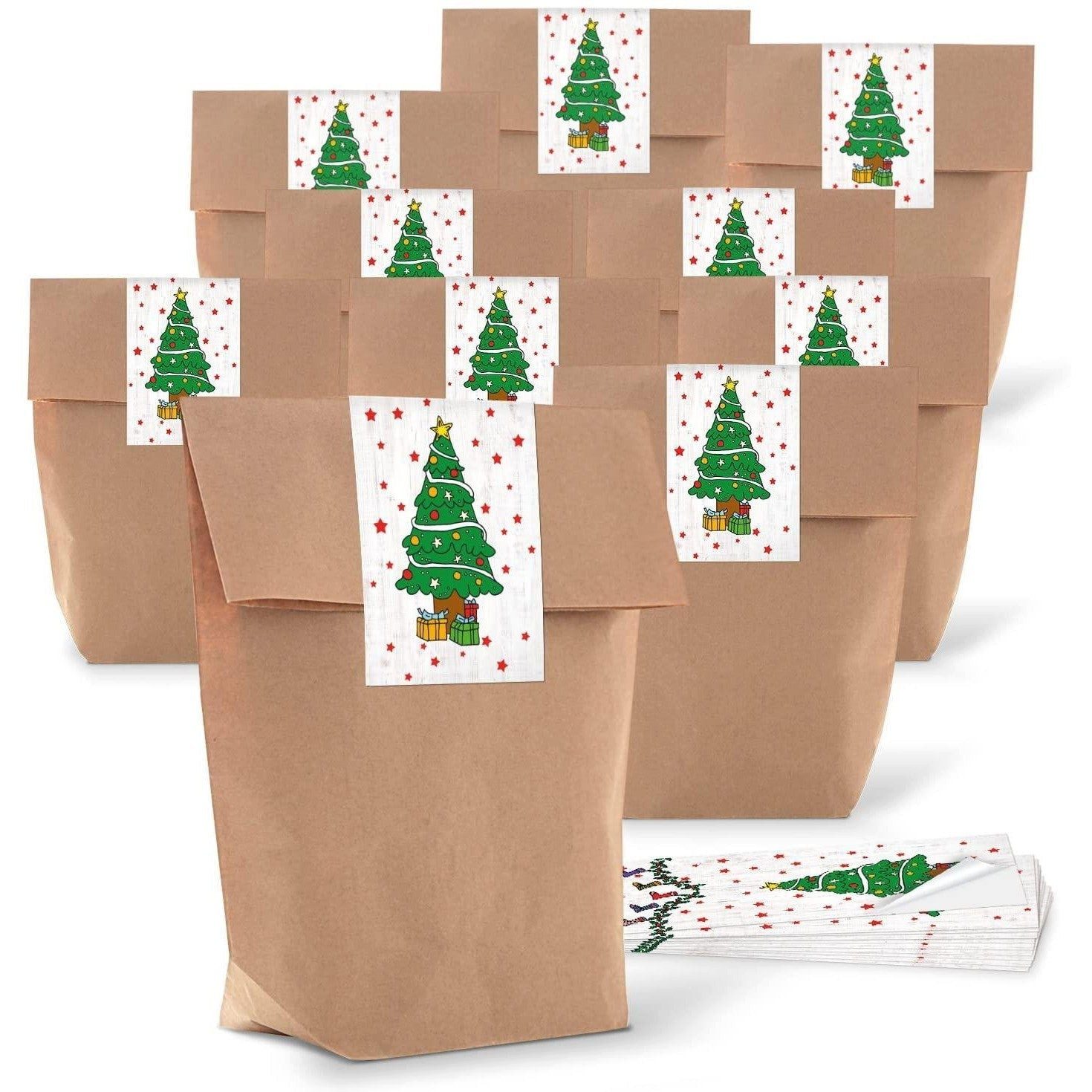 Logbuch-Verlag Aufkleber Kraftpapiertüten mit Boden 14 x 22 x 5,6 cm mit