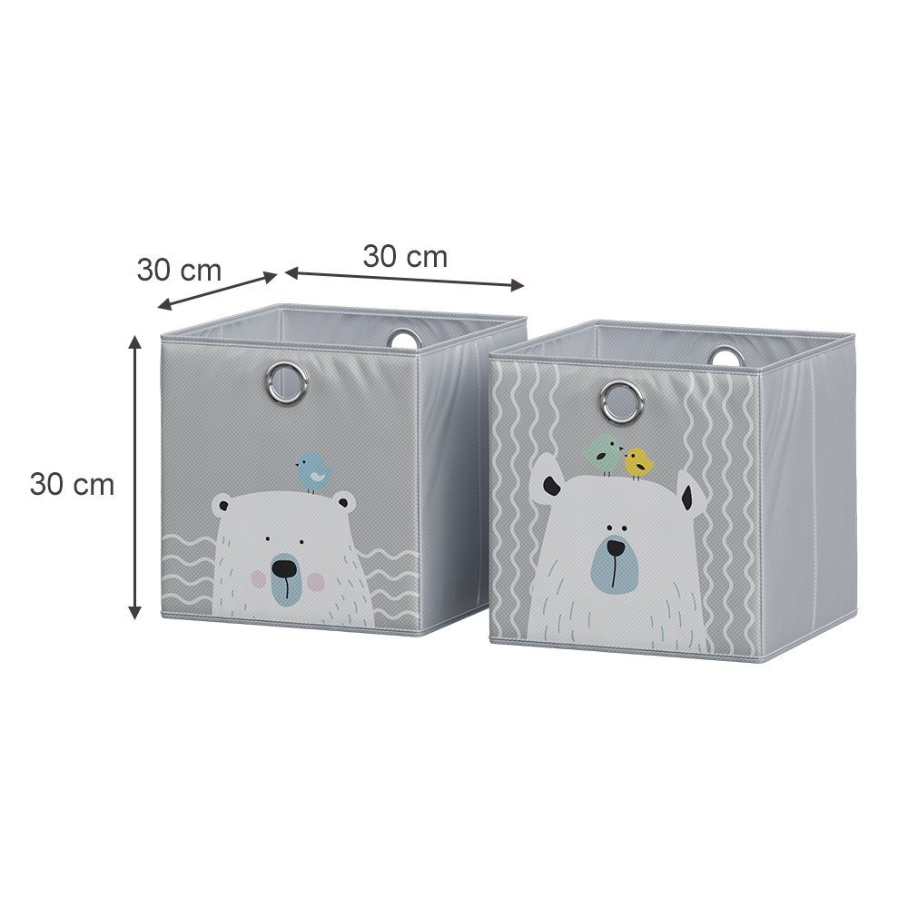 Vicco Faltbox, Grau, 30 x 30 cm (Motiv Bär & Nilpferd) (2 St)