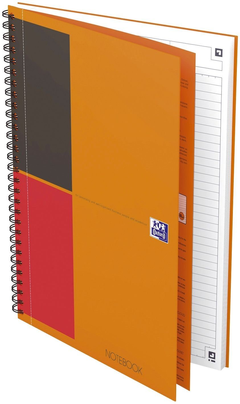 OXFORD Notizblock Notebook Connect - Collegeblock B5 liniert 80 Blatt Hardcover 4 Eckmar