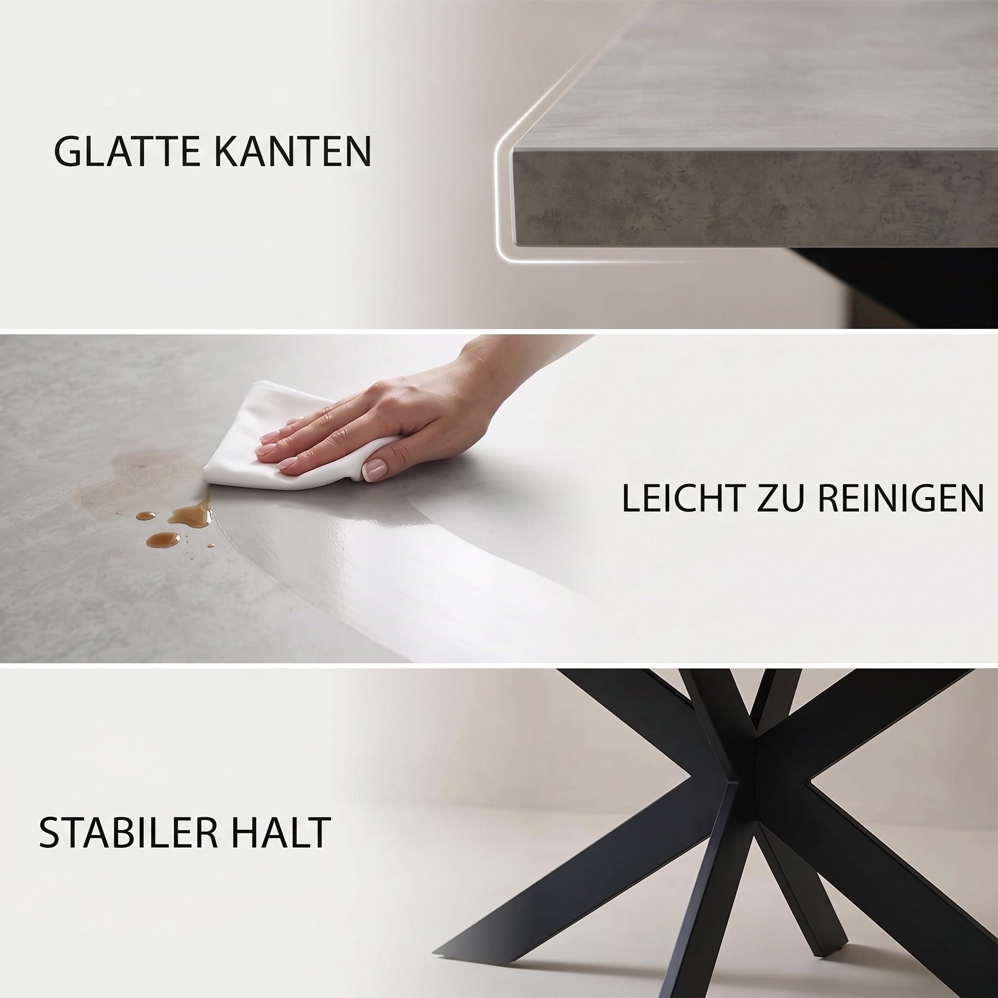 Jiexi Essgruppe Essgruppe: Ausziehtisch 130-170cm, X-Gestell, 4-6 Samtstühle – Bild 4 von 5