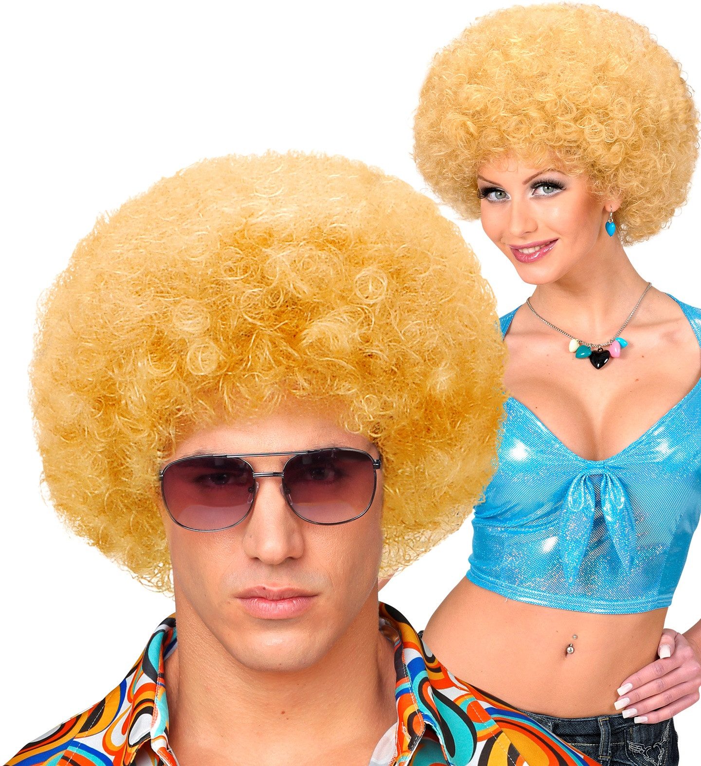 Kostüm-Perücke Perücke Disco 70er Jahre für Erwachsene, Blond